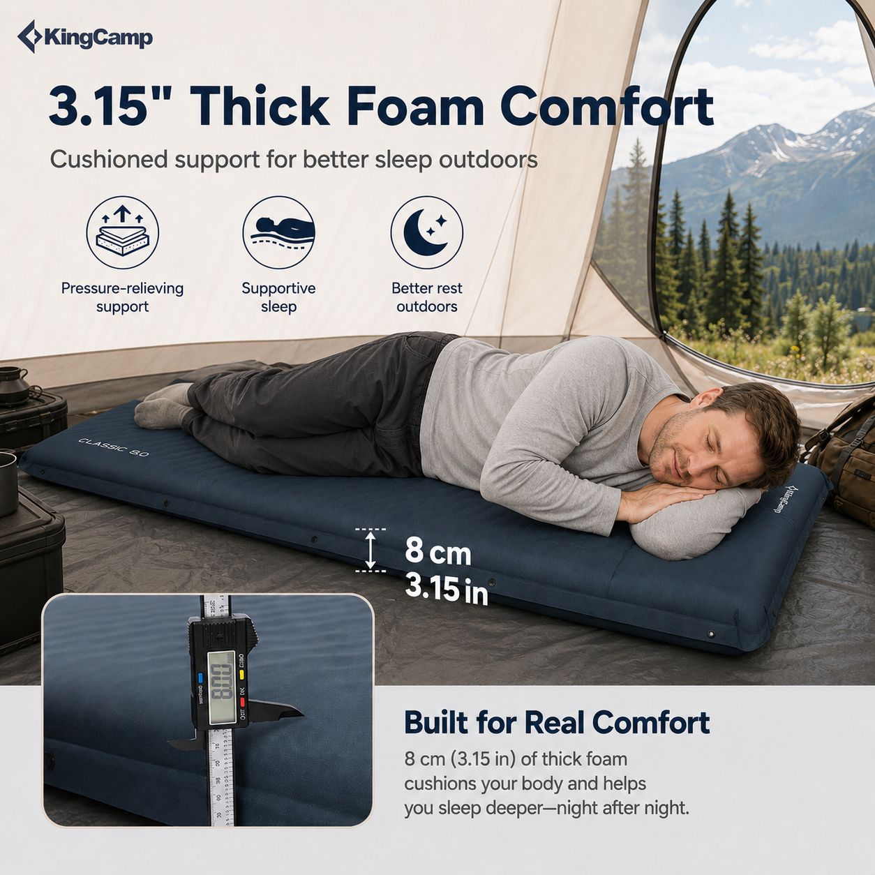 kingcamp-classic-8-0-self-inflating-sleeping-pad-with-pillow image 5
