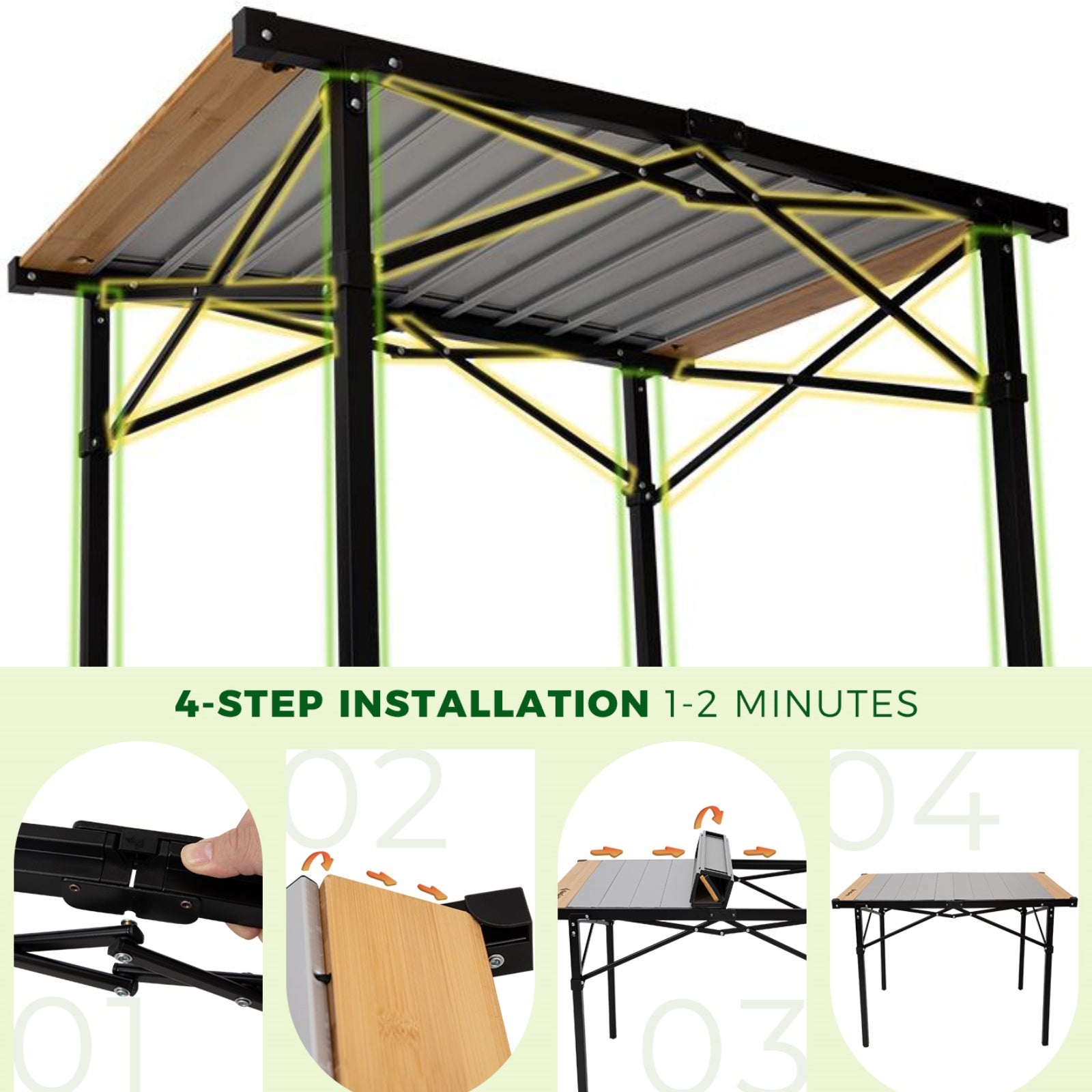 kingcamp-granite-pro-m-folding-aluminum-table-40x27-roll-top-camp-table-with-bam image 5
