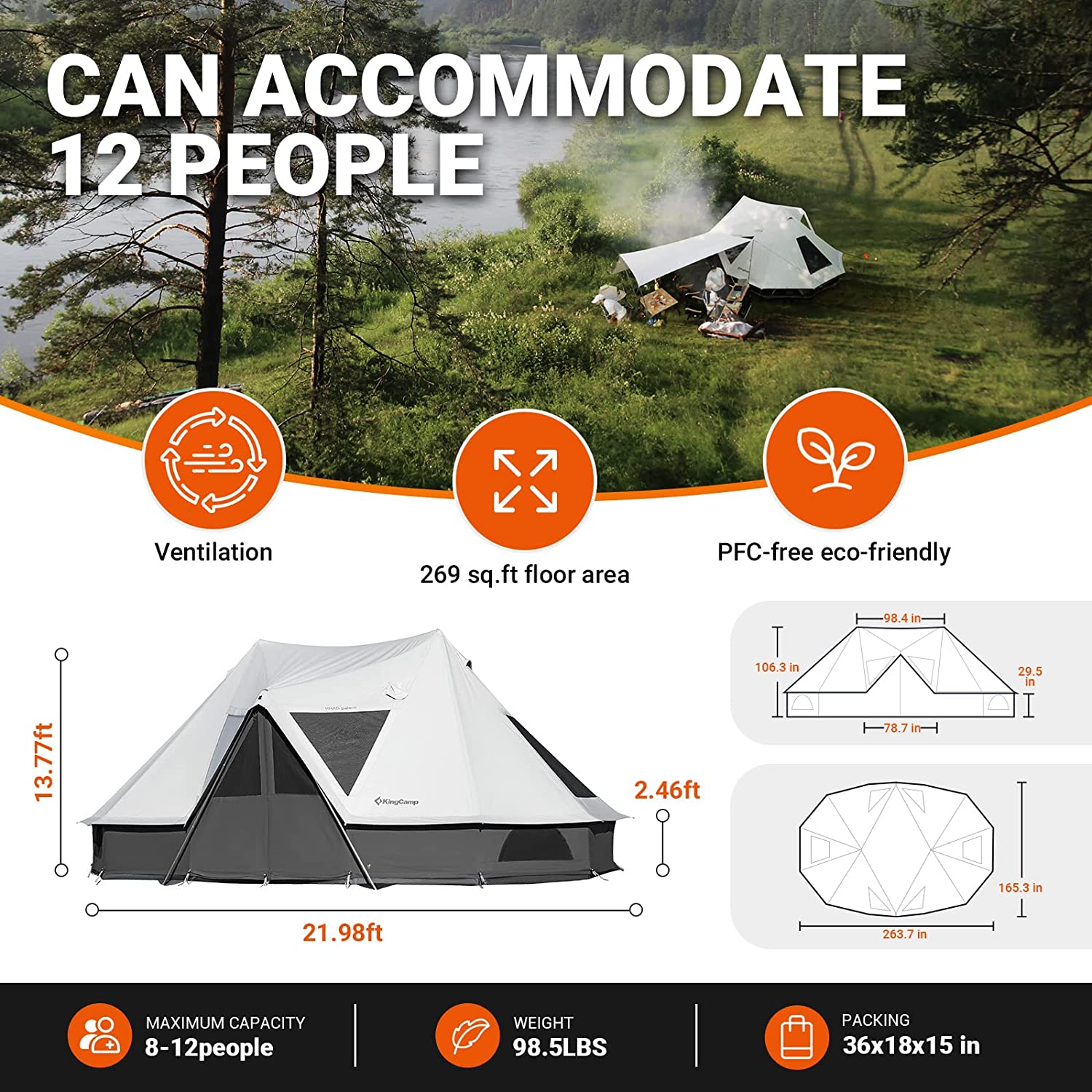 kingcamp-khan-palace-10-12-person-glamping-tent-4-season-poly-cotton image 8