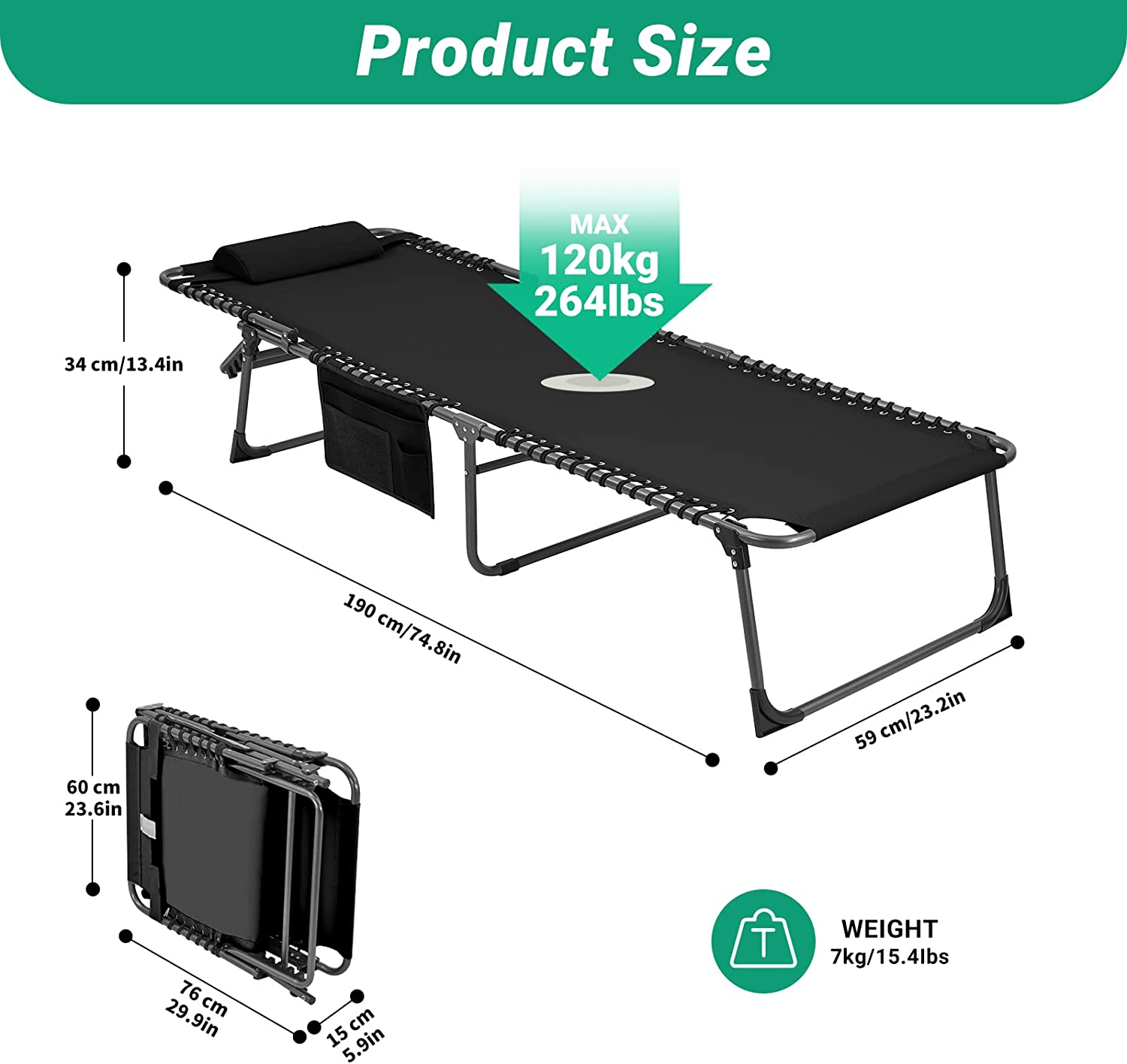 kingcamp-folding-chaise-lounge-chairs-with-mat-4-position-reclining image 5