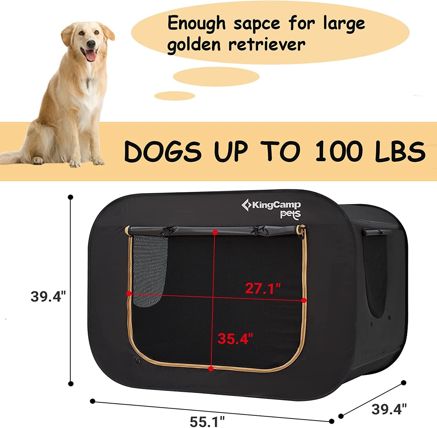 kingcamp-pets-xxl-pop-up-pet-tent-for-large-dogs image 2