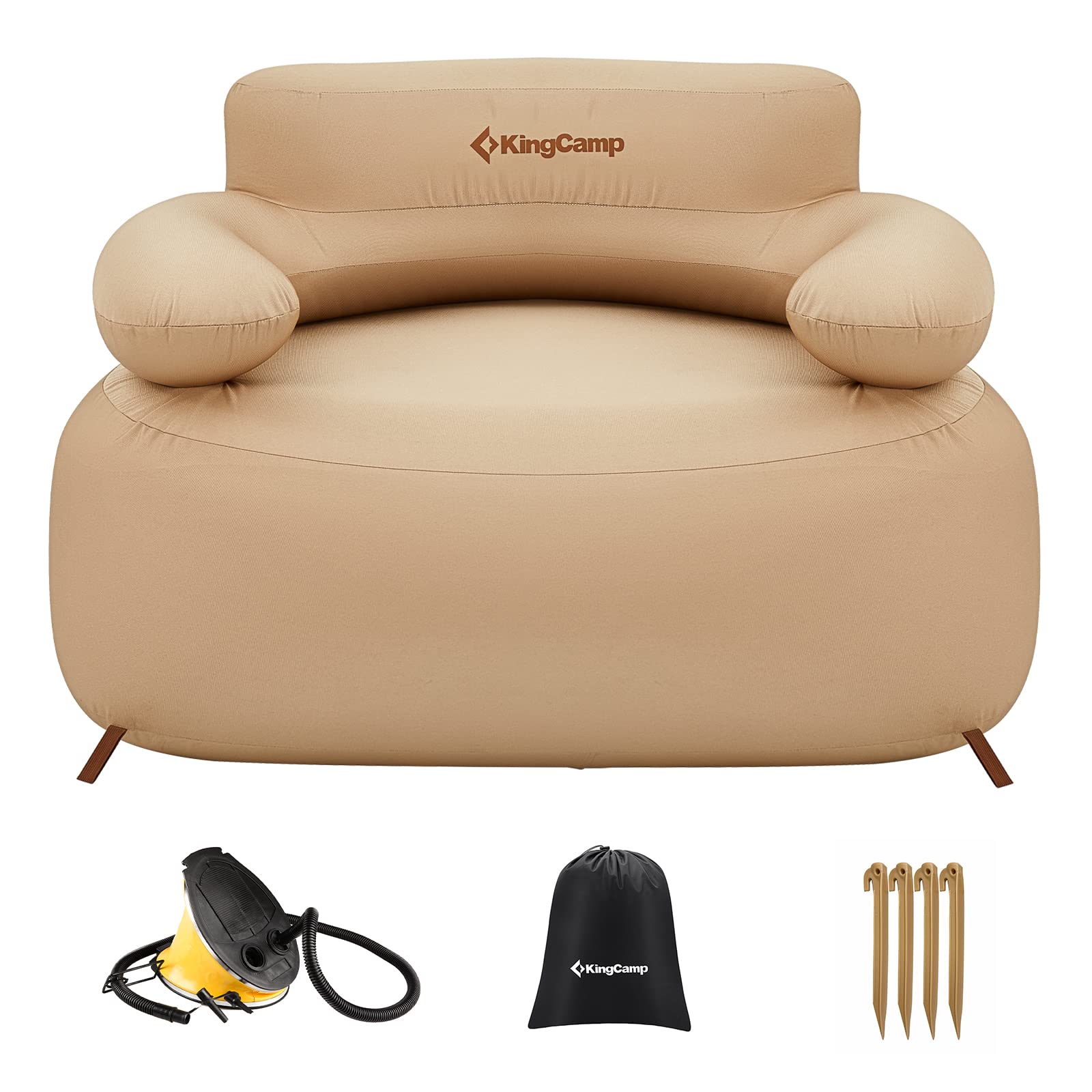 kingcamp-premium-single-inflatable-sofa-set-khaki image 1