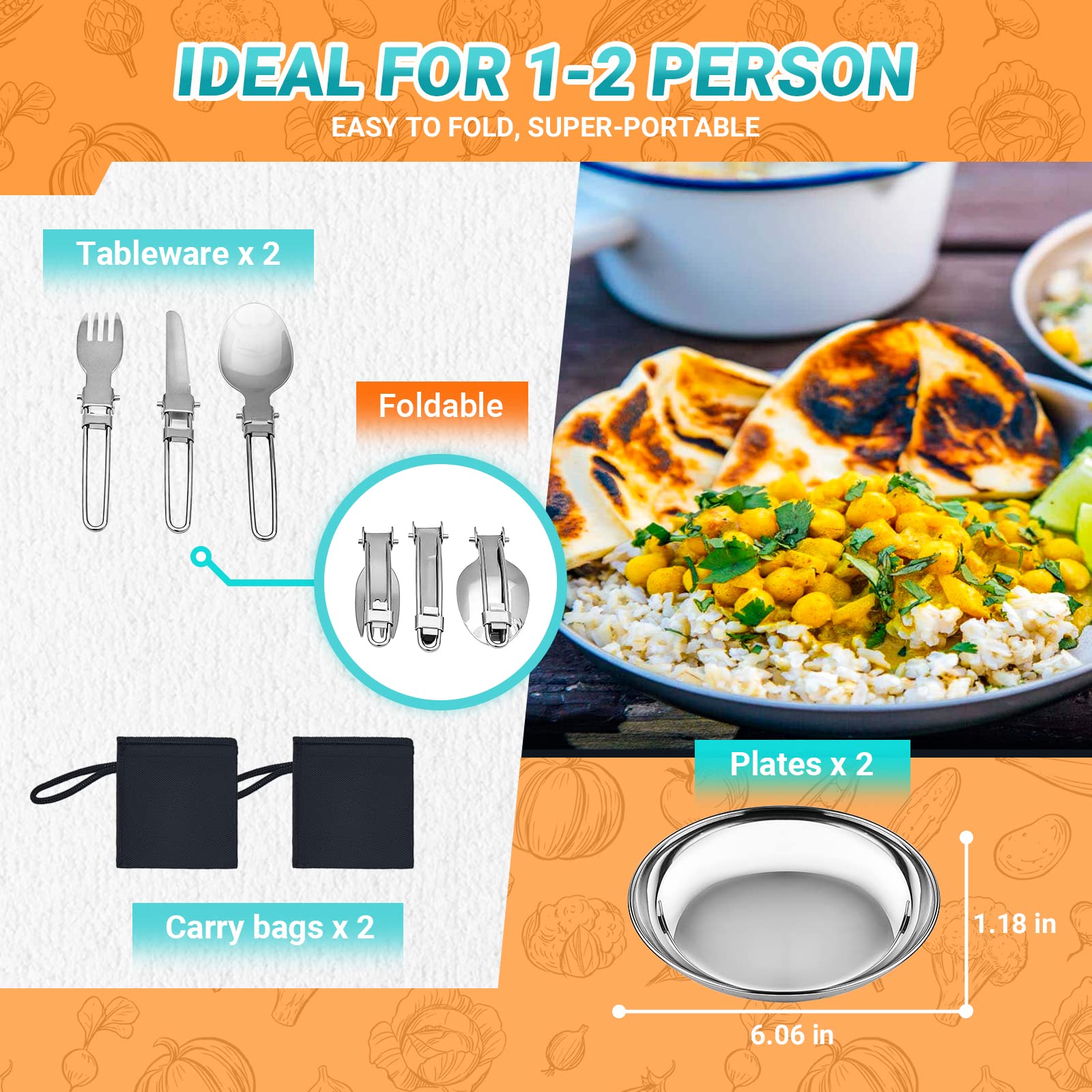 kingcamp-adventurer-stainless-steel-2-3-person-cookware-mess-kit image 5