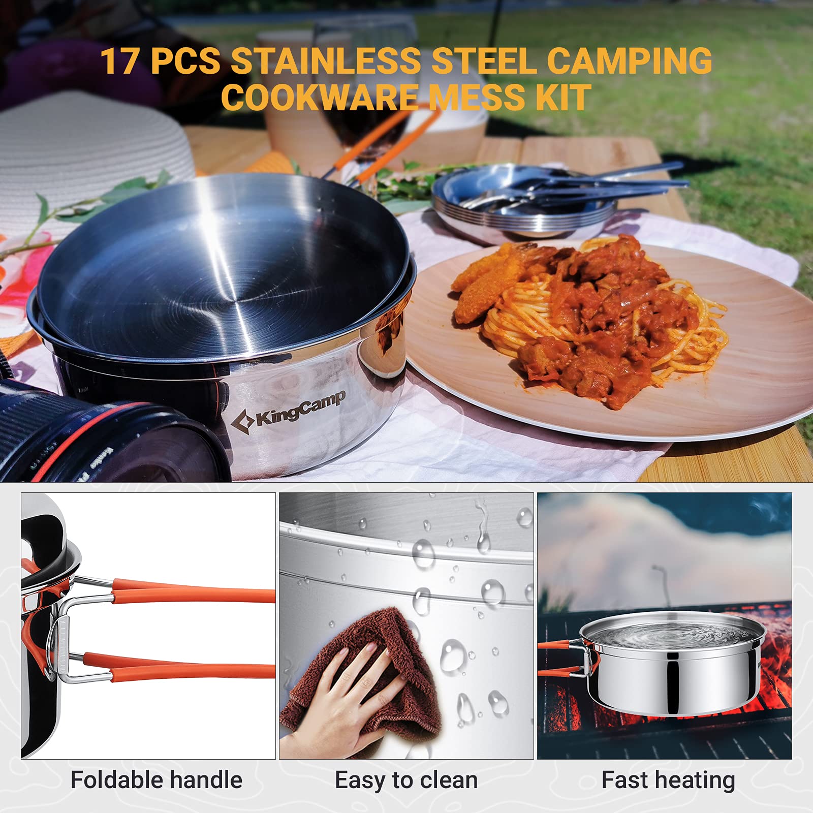 kingcamp-adventurer-stainless-steel-2-3-person-cookware-mess-kit image 4