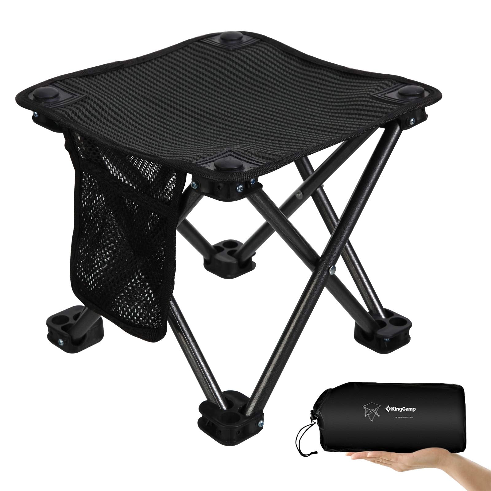kingcamp-maza-portable-folding-camping-stool-with-side-pocket-and-carry-bag image 2