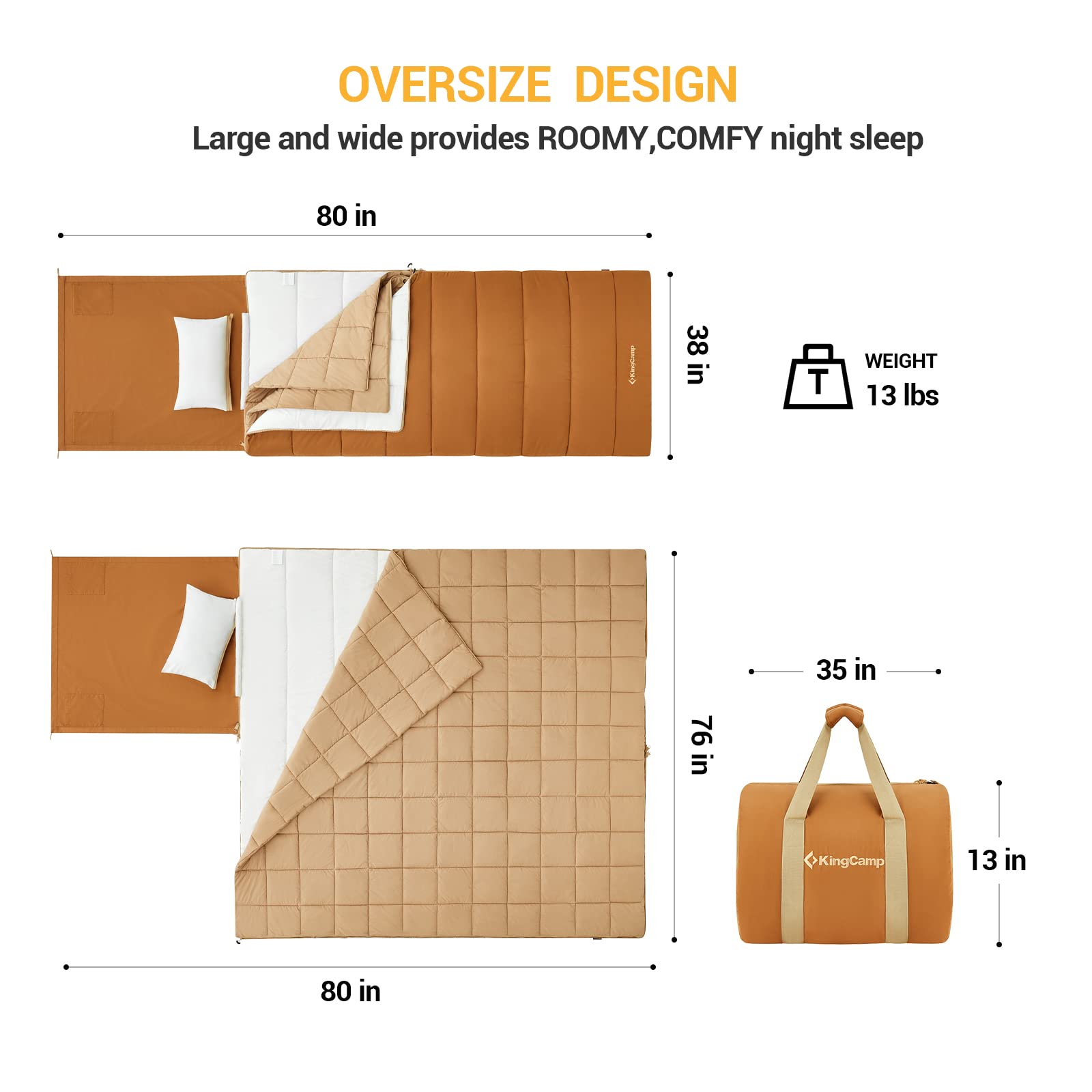 kingcamp-0-degree-sleeping-bag-3-in-1-flannel-layer-system image 3