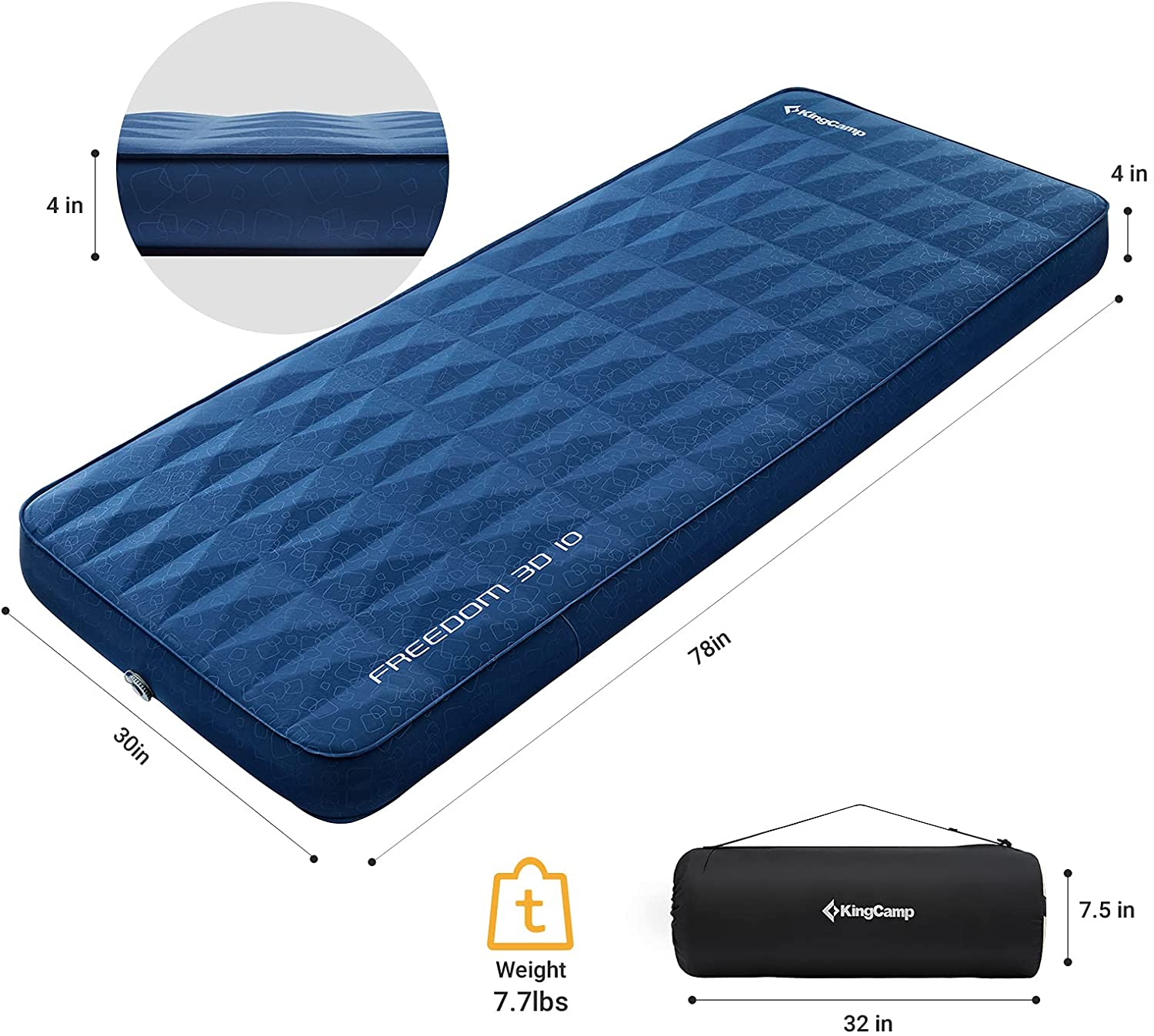 kingcamp-4-inch-thick-self-inflating-camping-pad-insulated-3d-sides-sleeping-mat image 6