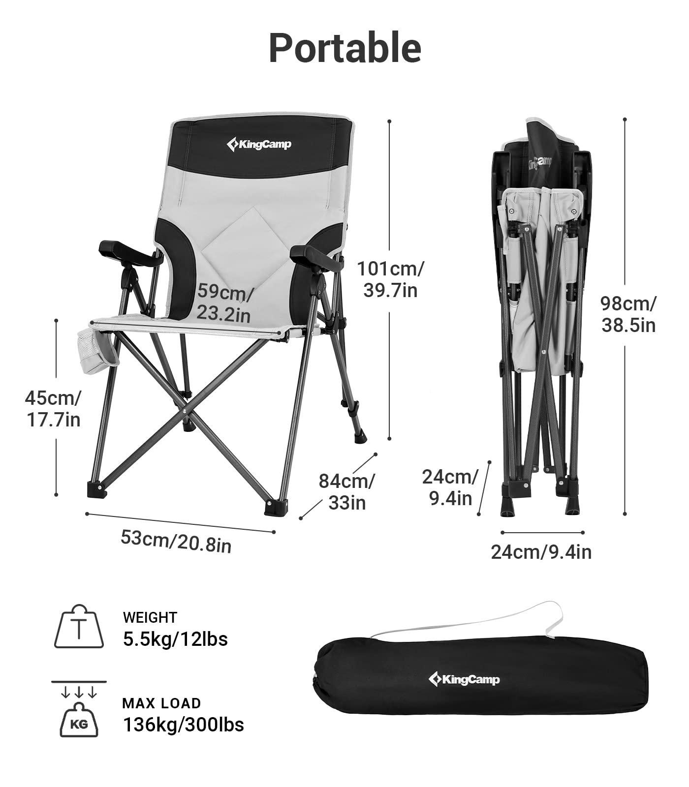 kingcamp-adjustable-heavy-duty-high-back-camping-chair-steel-frame image 8