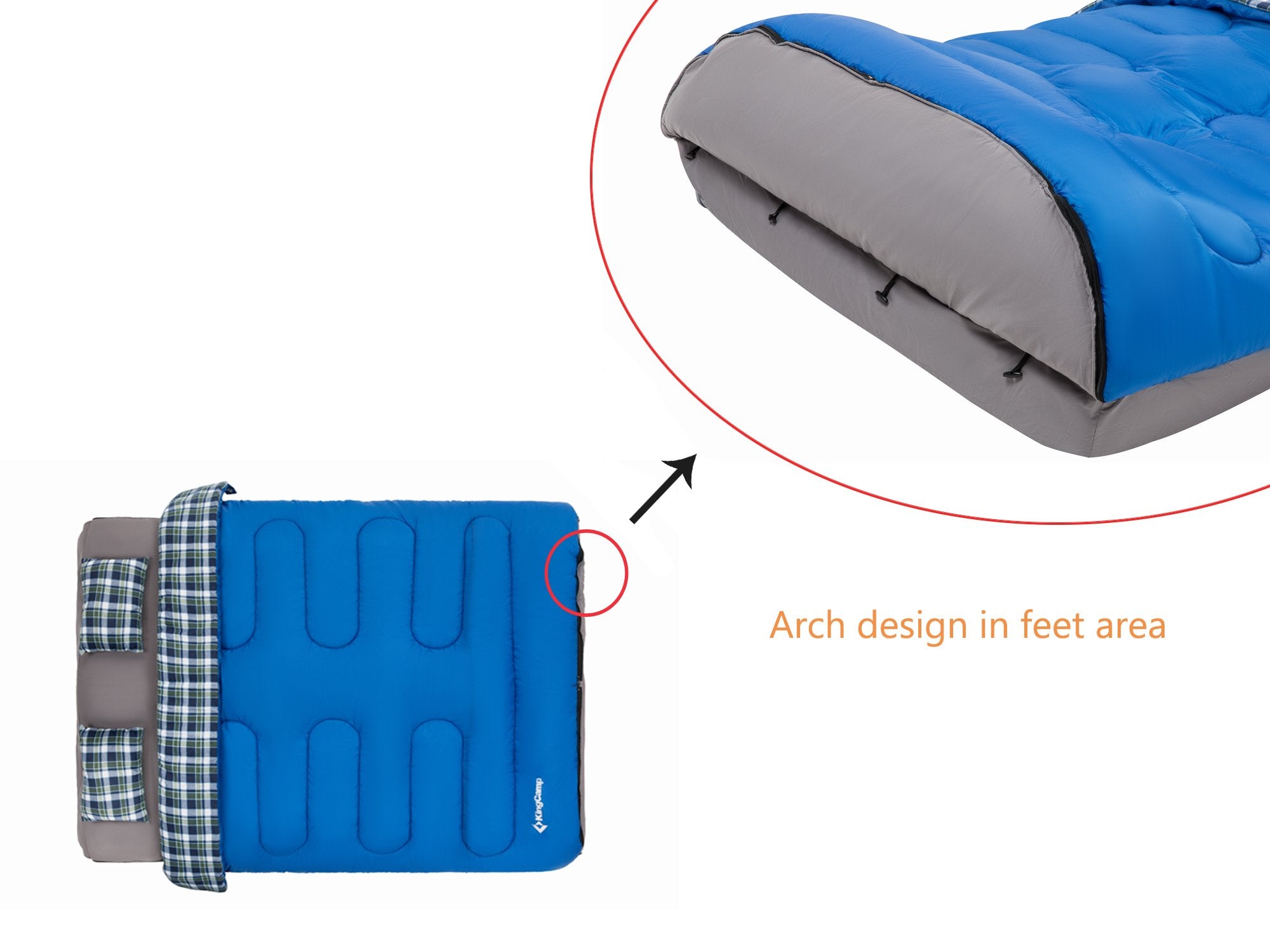 kingcamp-airbed-fitted-double-sleeping-bag-with-sheet-pillows image 6