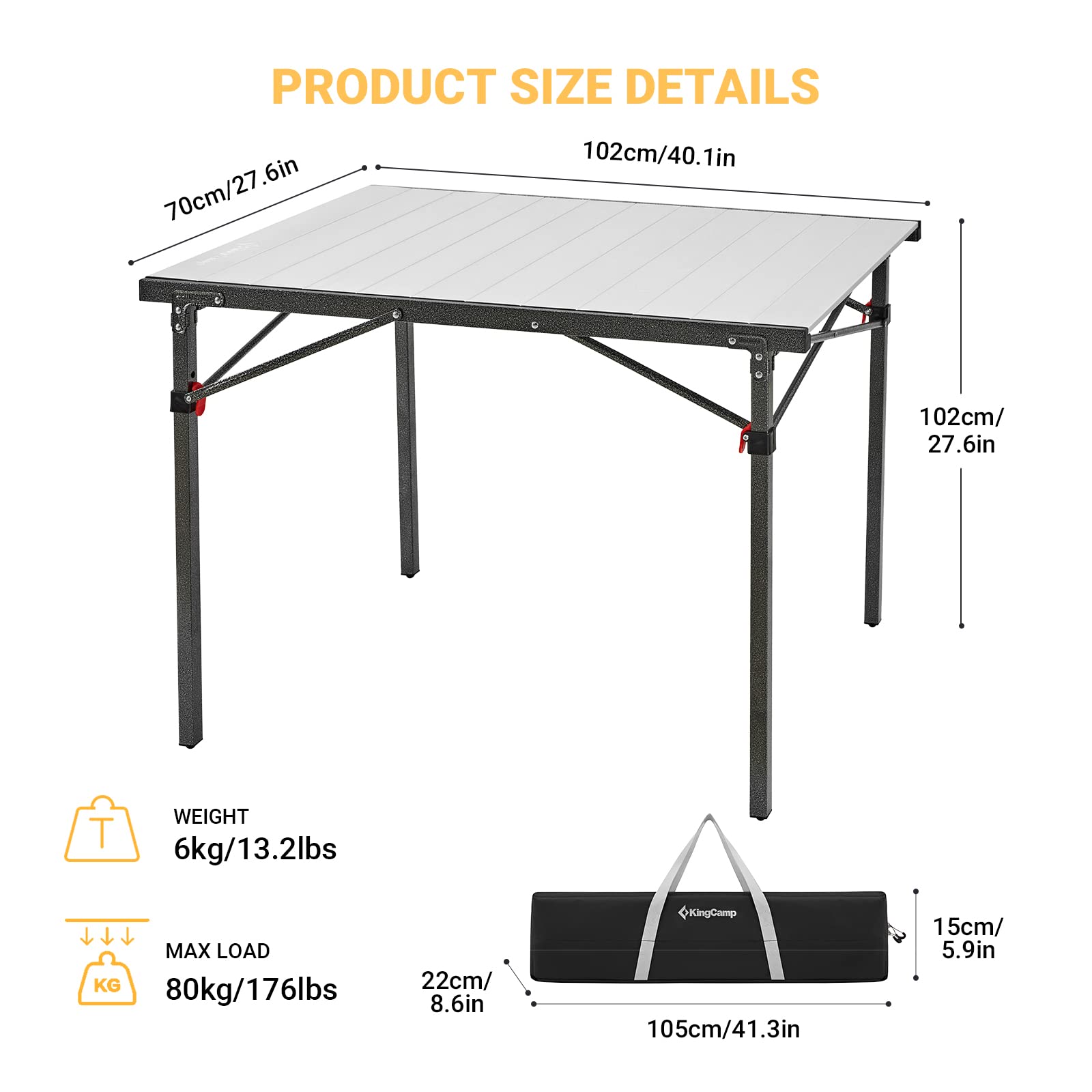kingcamp-marble-plus-aluminum-camping-table-for-2-4-persons image 2