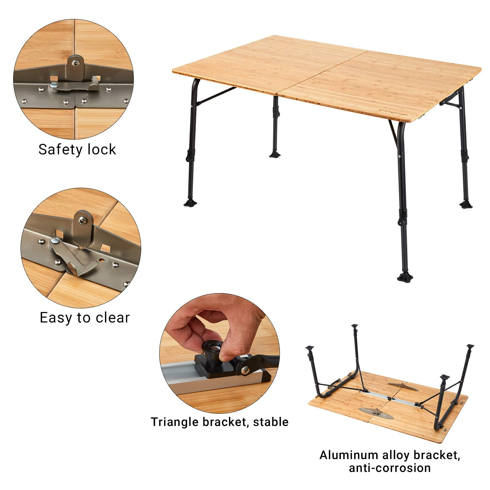 kingcamp-bamboo-4-6-people-folding-table-with-adjustable-height image 3