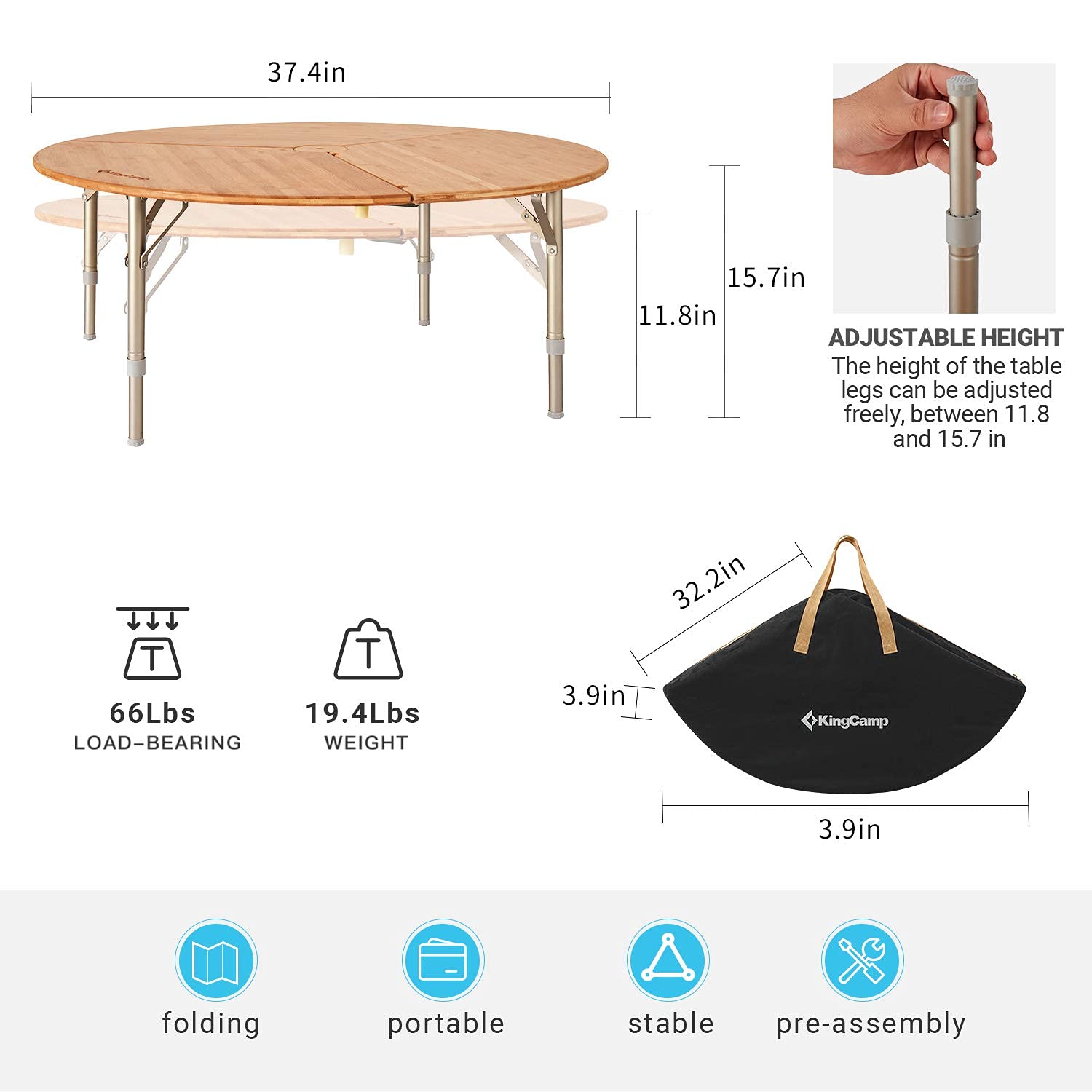 kingcamp-bamboo-round-folding-table image 2
