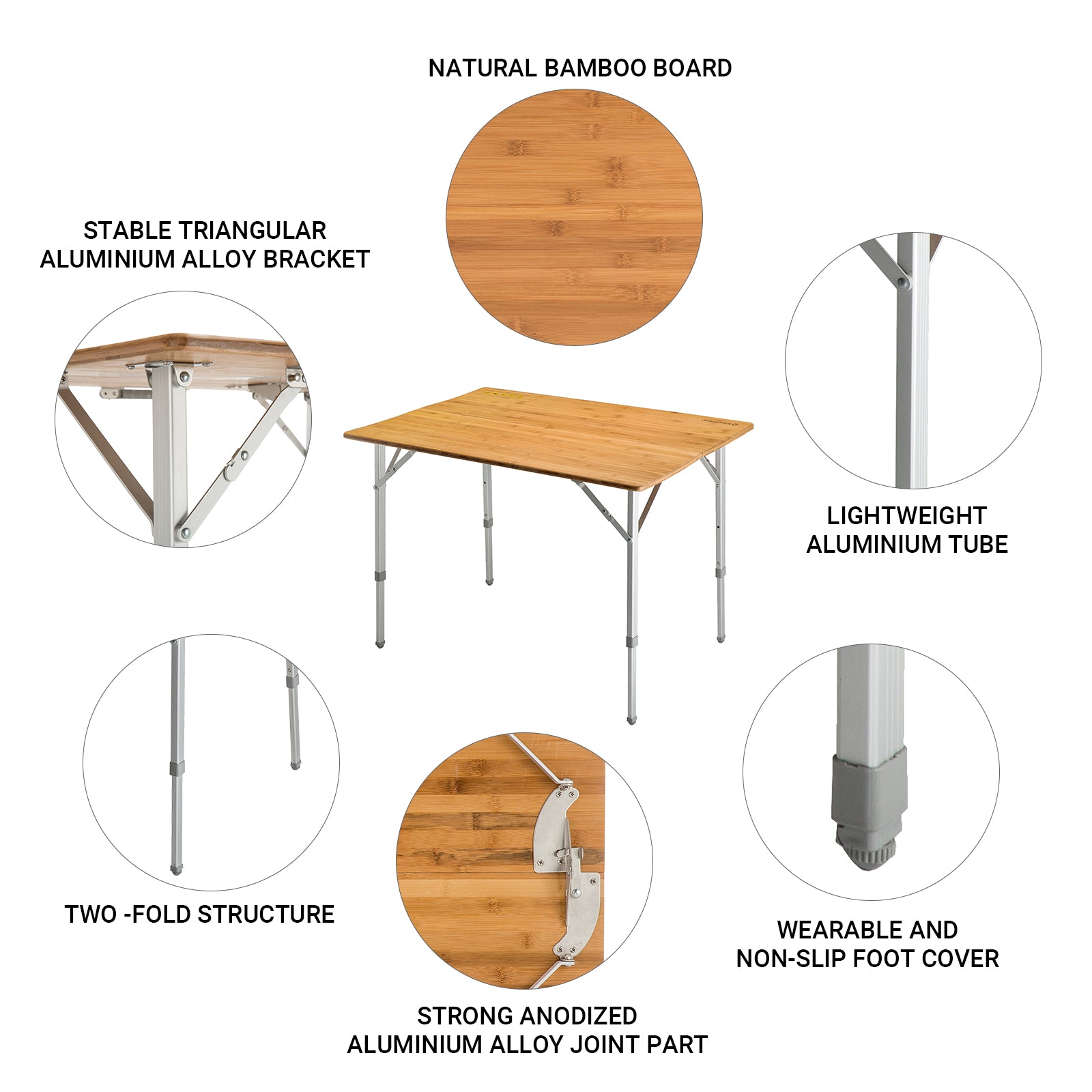 kingcamp-4-person-bamboo-adjustable-camping-table-39x28 image 3