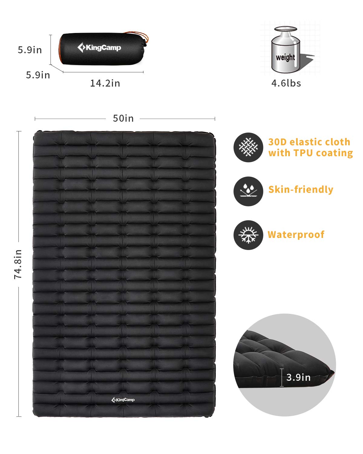 kingcamp-double-inflatable-camping-sleeping-pad image 2