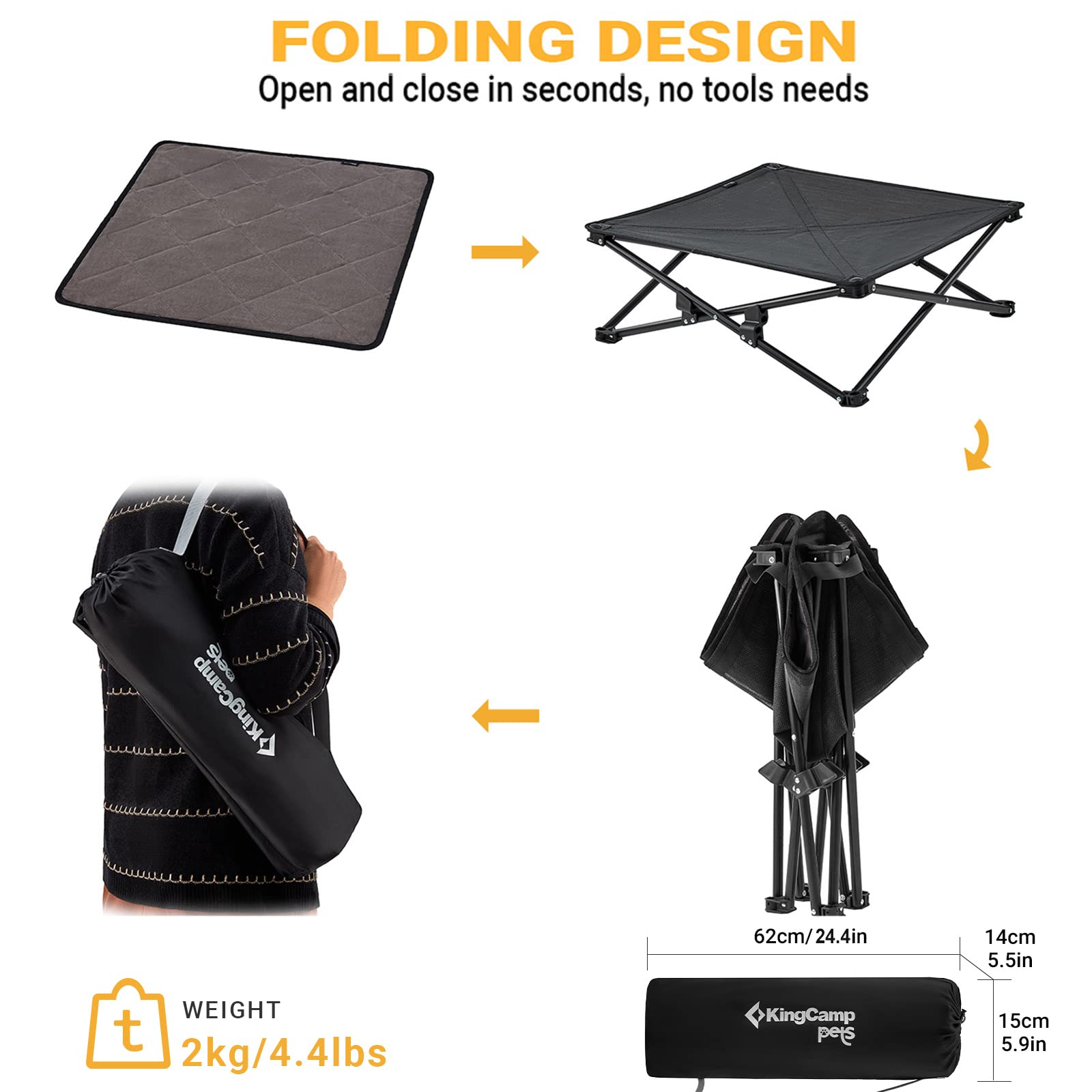 kingcamp-pets-elevated-outdoor-raised-mat-dog-cot image 7