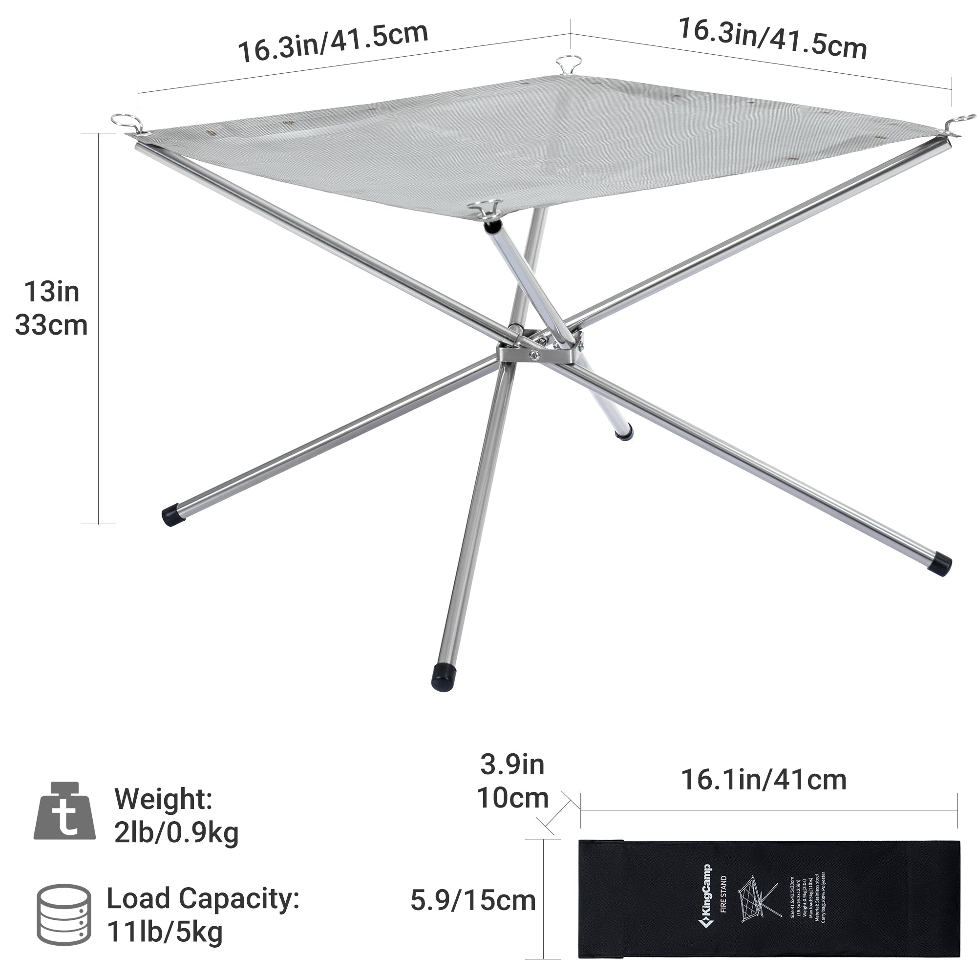 kingcamp-portable-fire-pit-for-camping-foldable-stainless-steel-mesh-fire-pit-wi image 2