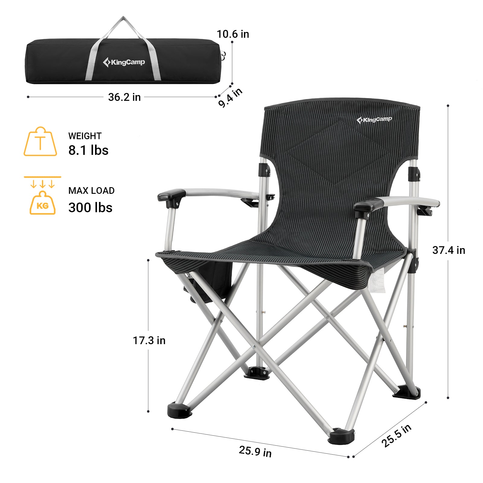 kingcamp-timeless-aluminum-tube-hard-arm-camping-chair-with-lifetime-warranty image 2