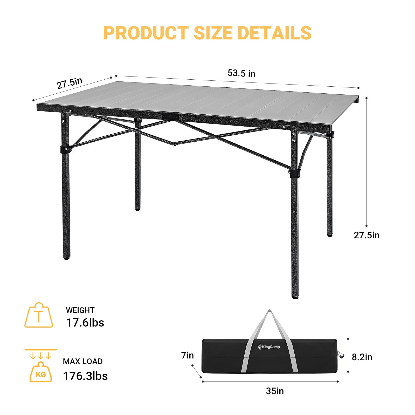 kingcamp-granite-aluminum-folding-table-for-4-6-person-53x27 image 2