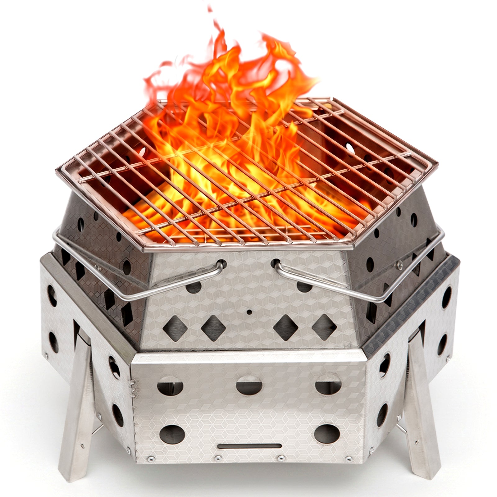 kingcamp-hexagonal-telescopic-wood-burning-stove-with-grill-and-fire-pit image 3