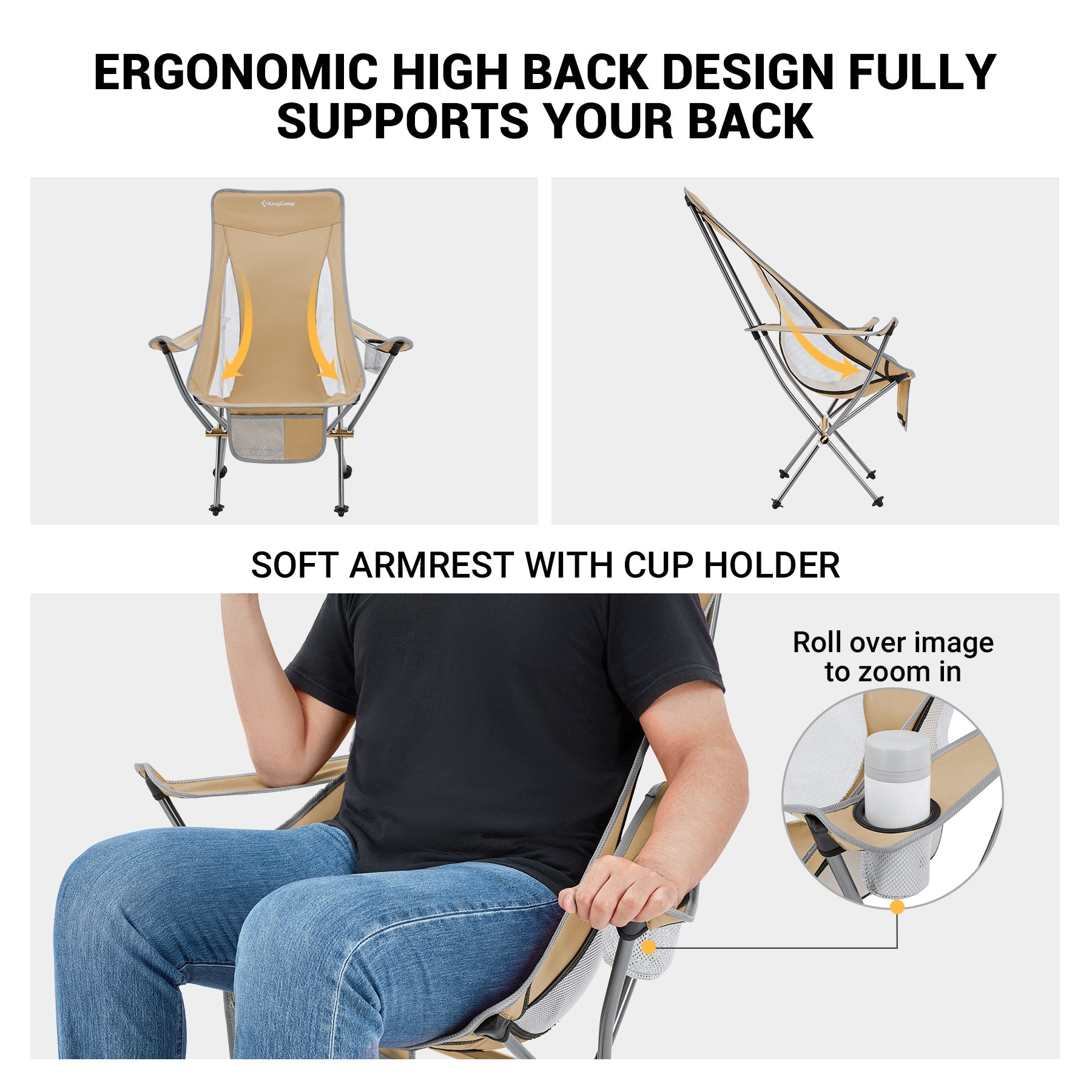 kingcamp-lightweight-highback-camping-chair-khaki image 4