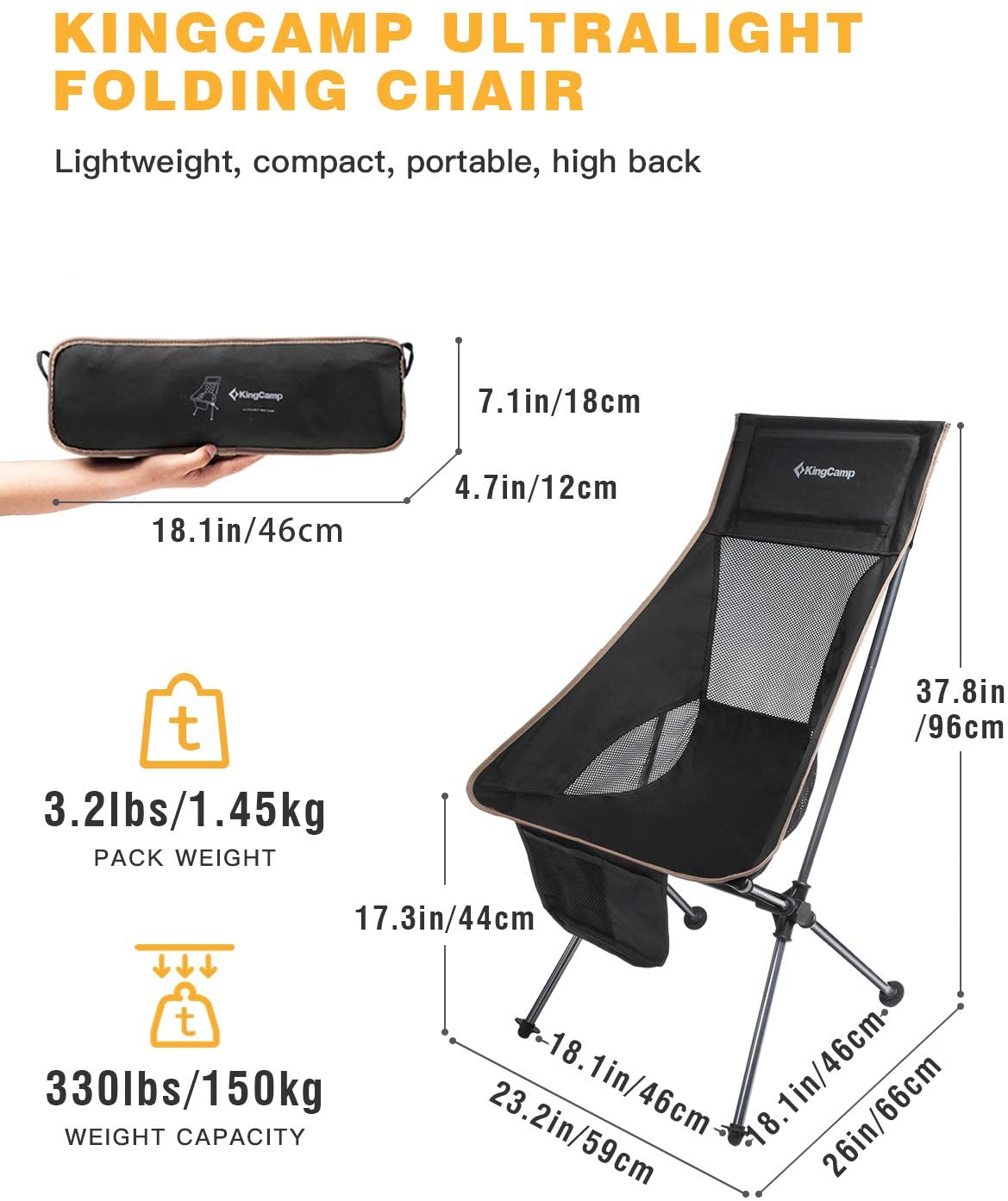 kingcamp-lightweight-high-back-camping-chair image 2