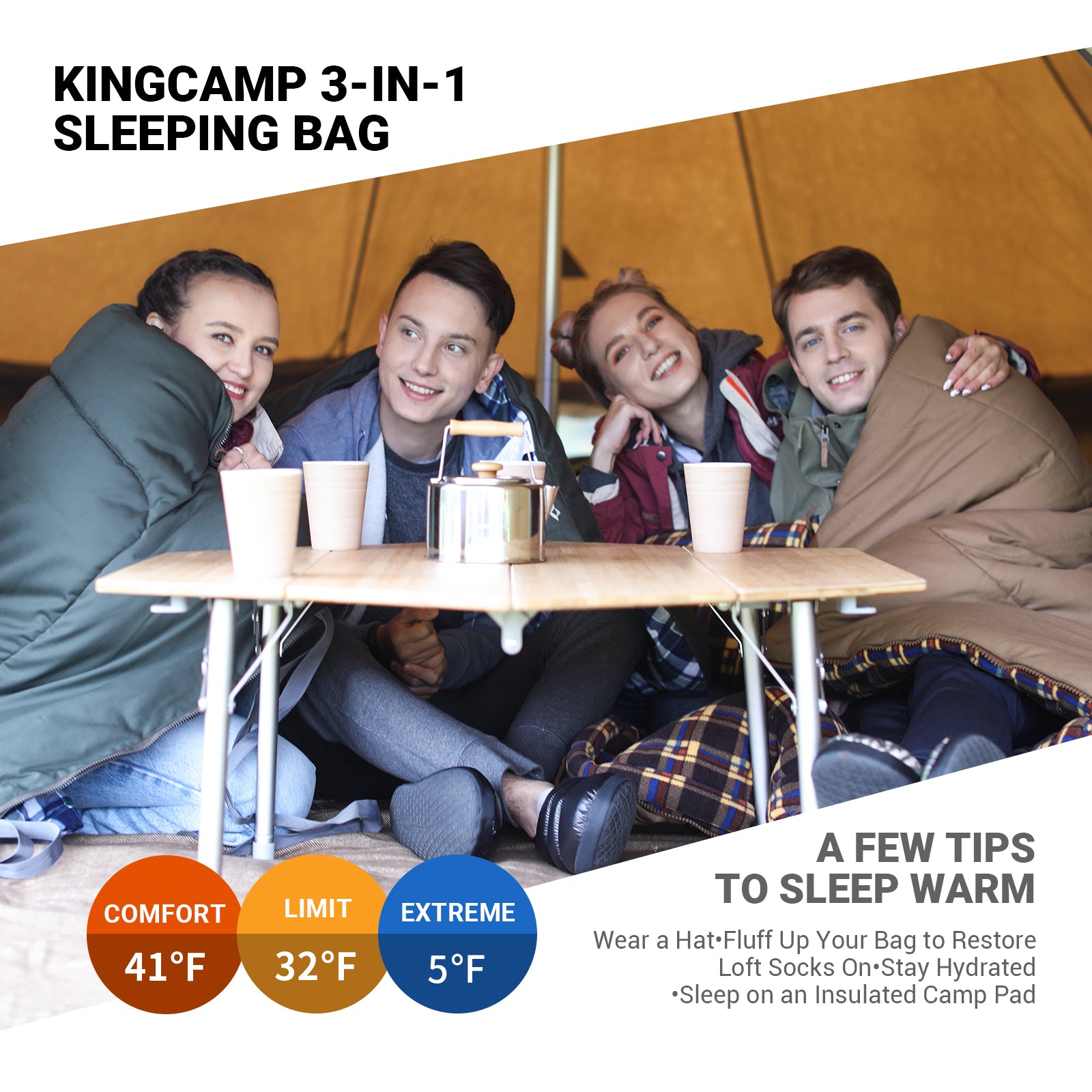 kingcamp-3-in-1-sleeping-bag-with-removable-fleece-liner image 4