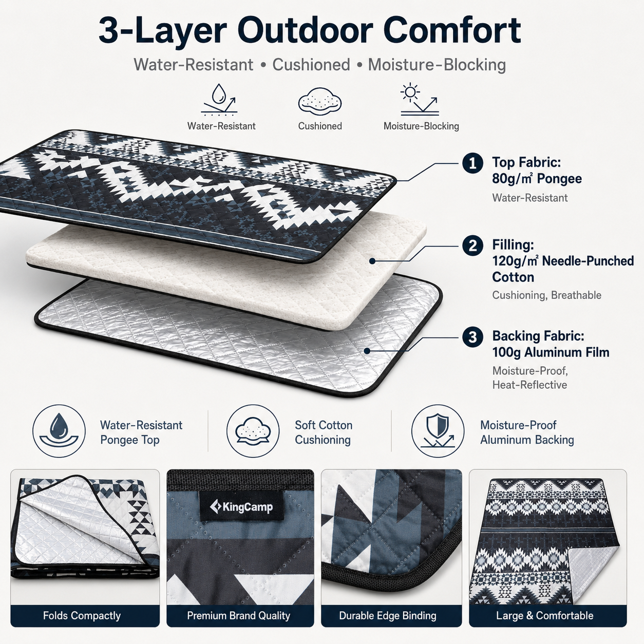 kingcamp-isiay-max-2-8-extra-large-waterproof-camping-tent-mat-aztec-pattern image 8