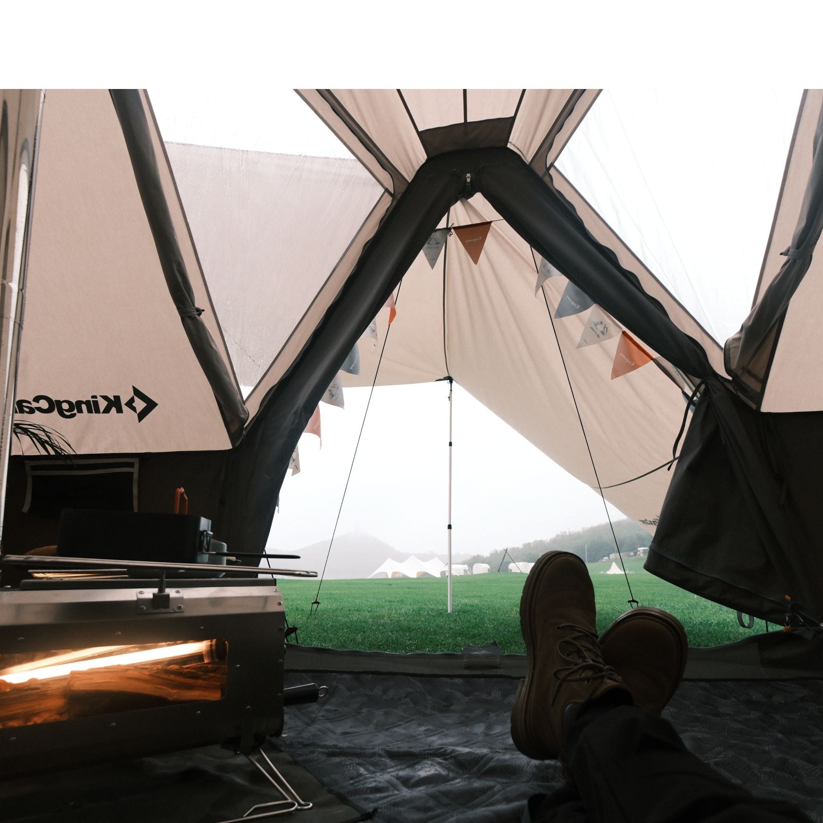 kingcamp-khan-villa-4-in-1-glamping-tent-bundle-with-stove image 7