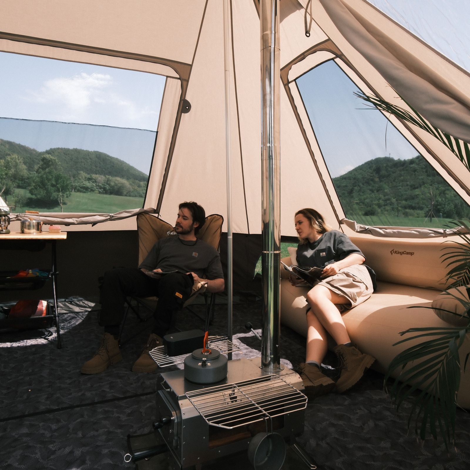 kingcamp-khan-villa-4-in-1-glamping-tent-bundle-with-stove image 8