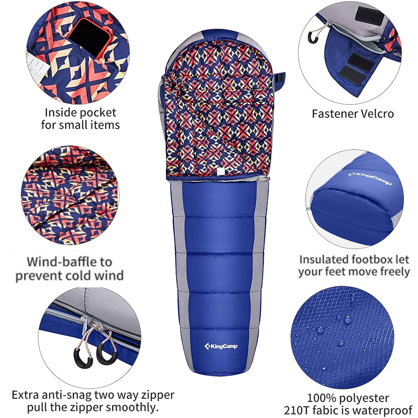 kingcamp-desert-300-mummy-3-season-sleeping-bag-synthetic-insulation image 6