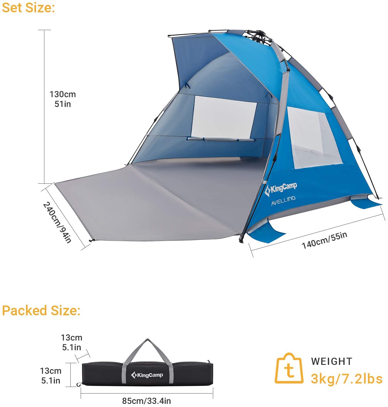 kingcamp-pop-up-beach-tent-sun-shelter-4-person-upf50 image 2