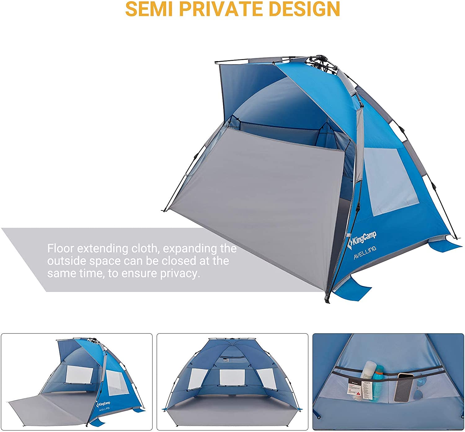 kingcamp-pop-up-beach-tent-sun-shelter-4-person-upf50 image 3