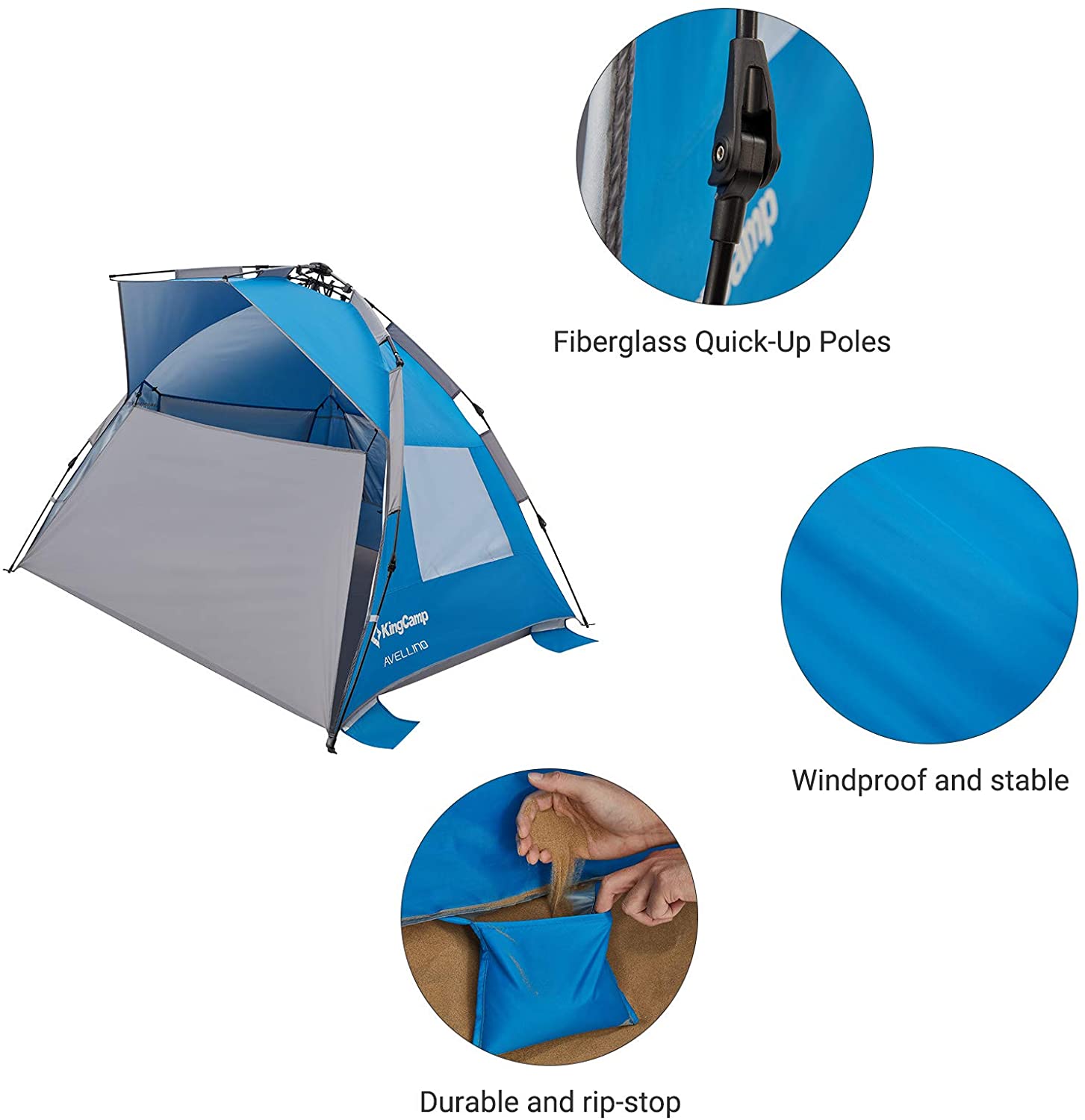 kingcamp-pop-up-beach-tent-sun-shelter-4-person-upf50 image 4