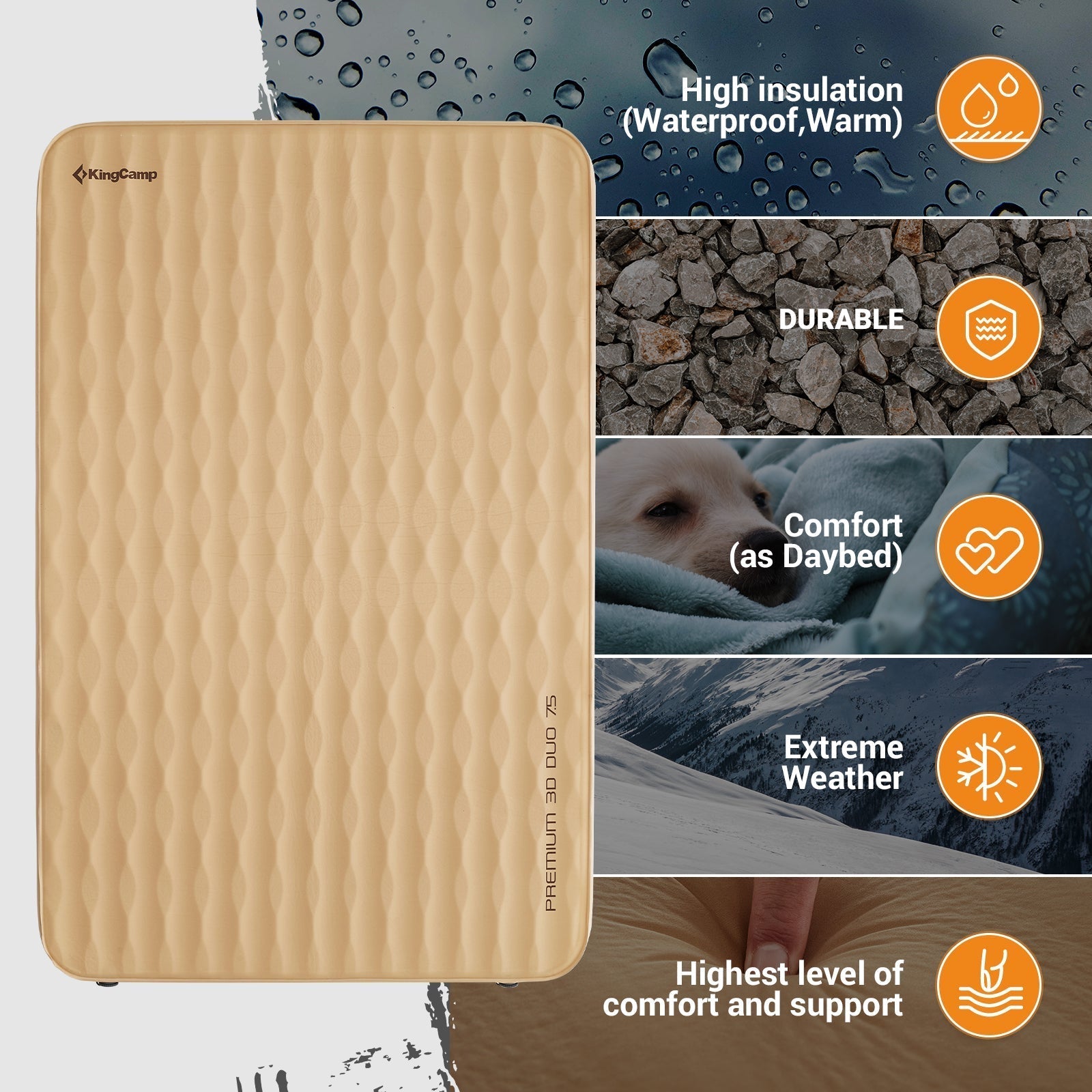 kingcamp-khaki-single-3d-self-inflating-sleeping-mattress-3-thick image 2