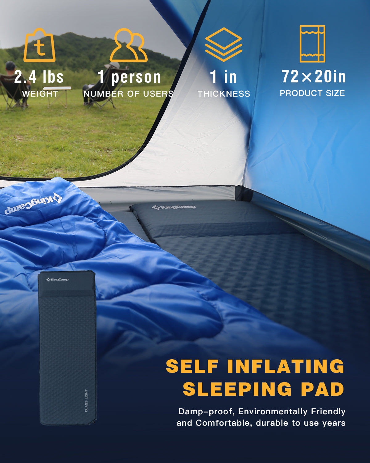 kingcamp-self-inflating-sleeping-pad-with-pillow-insulated-camping-mat image 6