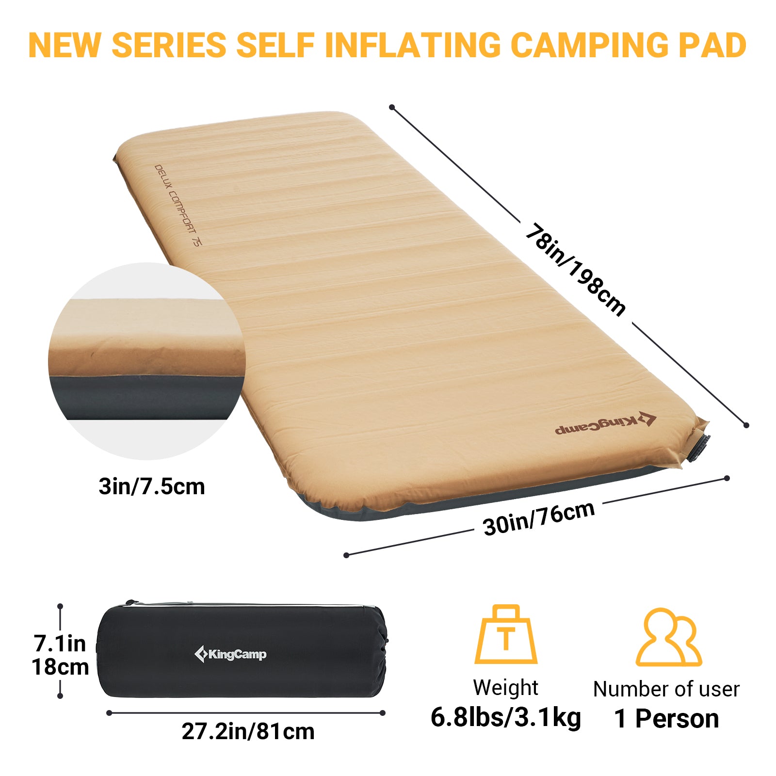 kingcamp-self-inflating-sleeping-pad-single-insulated-camping-mattress-with-foam image 4