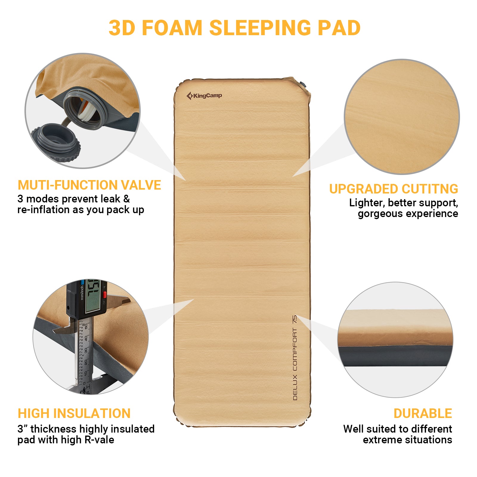 kingcamp-self-inflating-sleeping-pad-single-insulated-camping-mattress-with-foam image 6