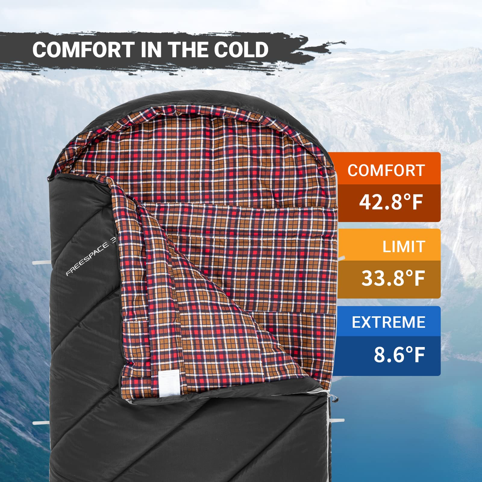 kingcamp-youth-extra-wide-sleeping-bag-for-teens-3-4-season image 5