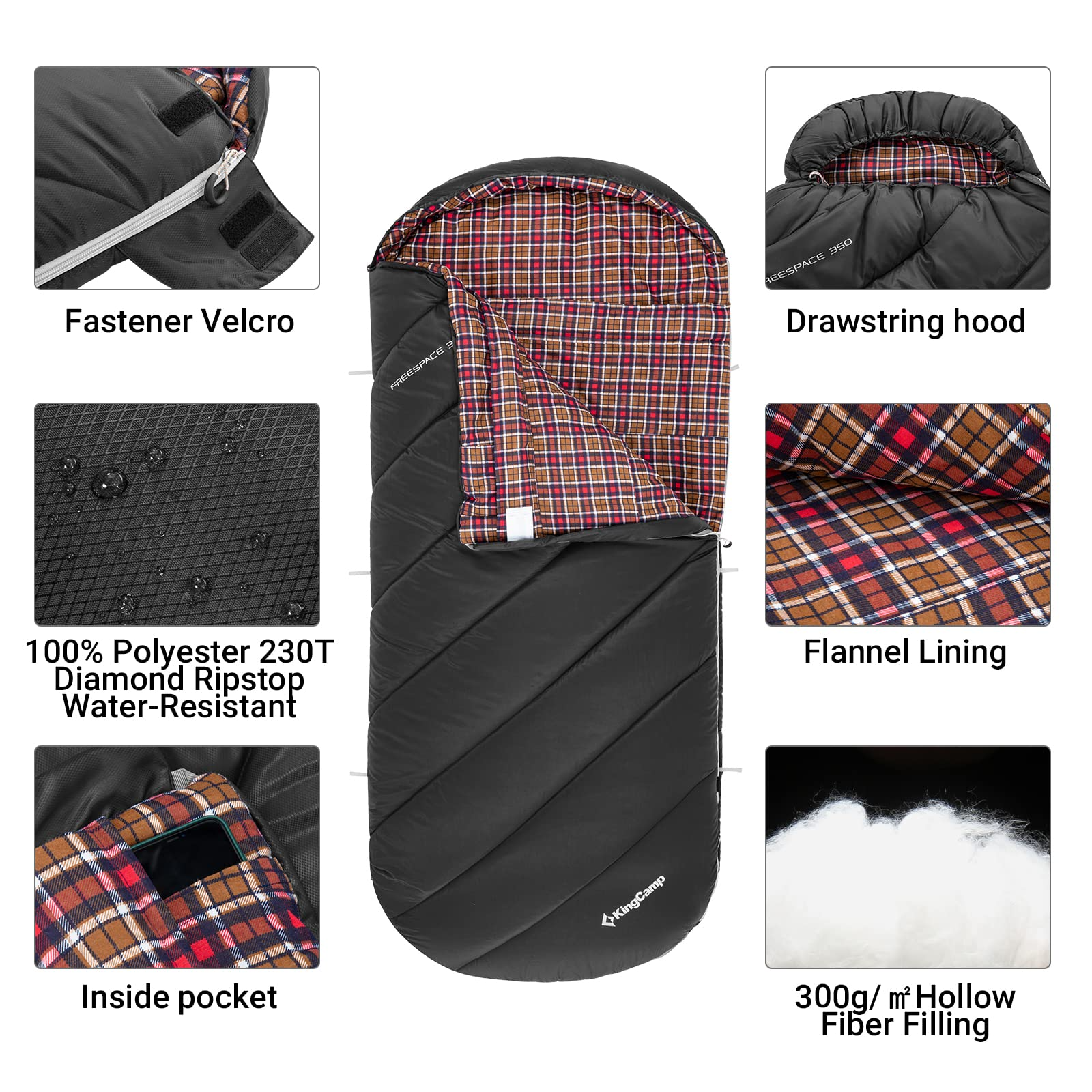 kingcamp-youth-extra-wide-sleeping-bag-for-teens-3-4-season image 8