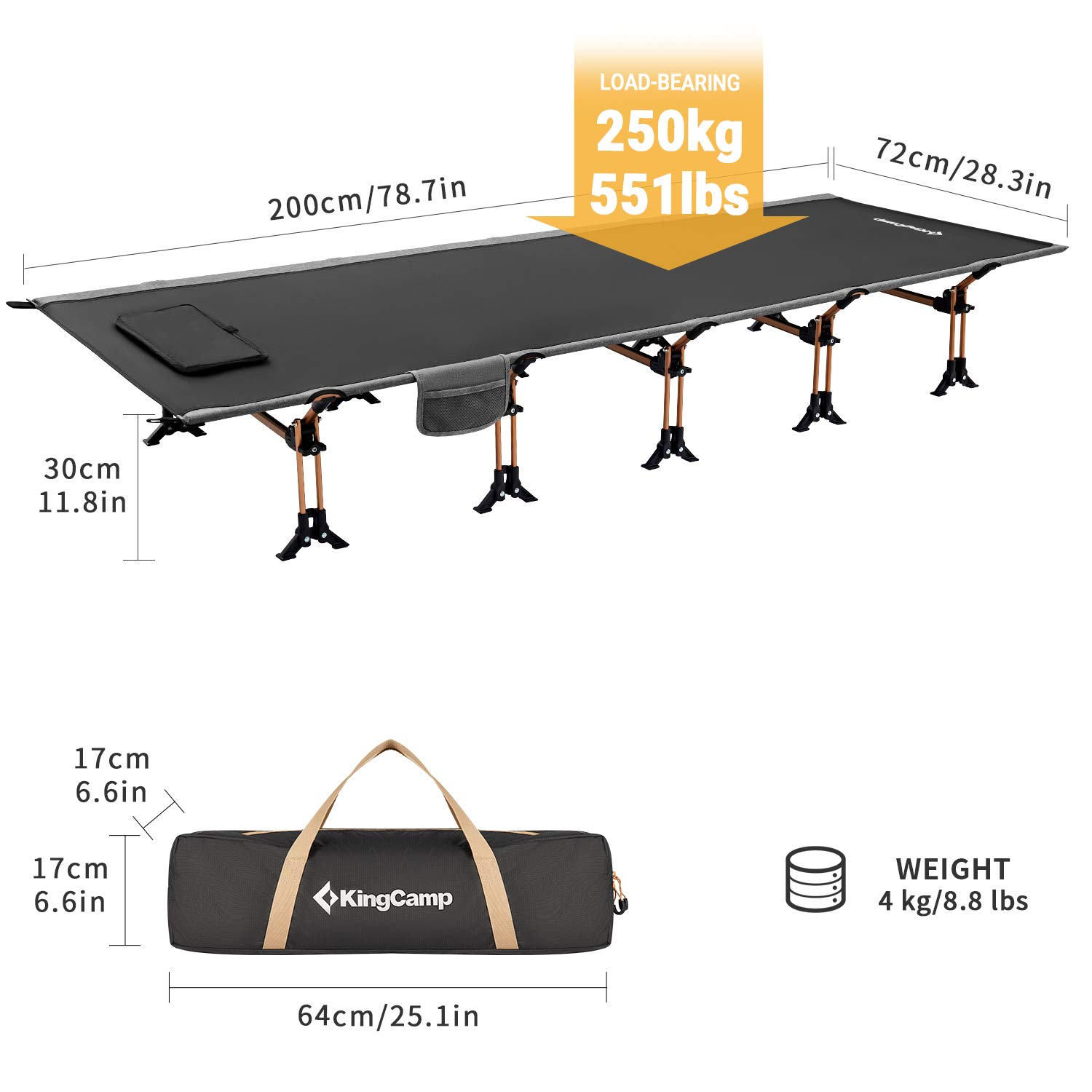 kingcamp-compact-folding-camping-cot-heavy-duty image 3
