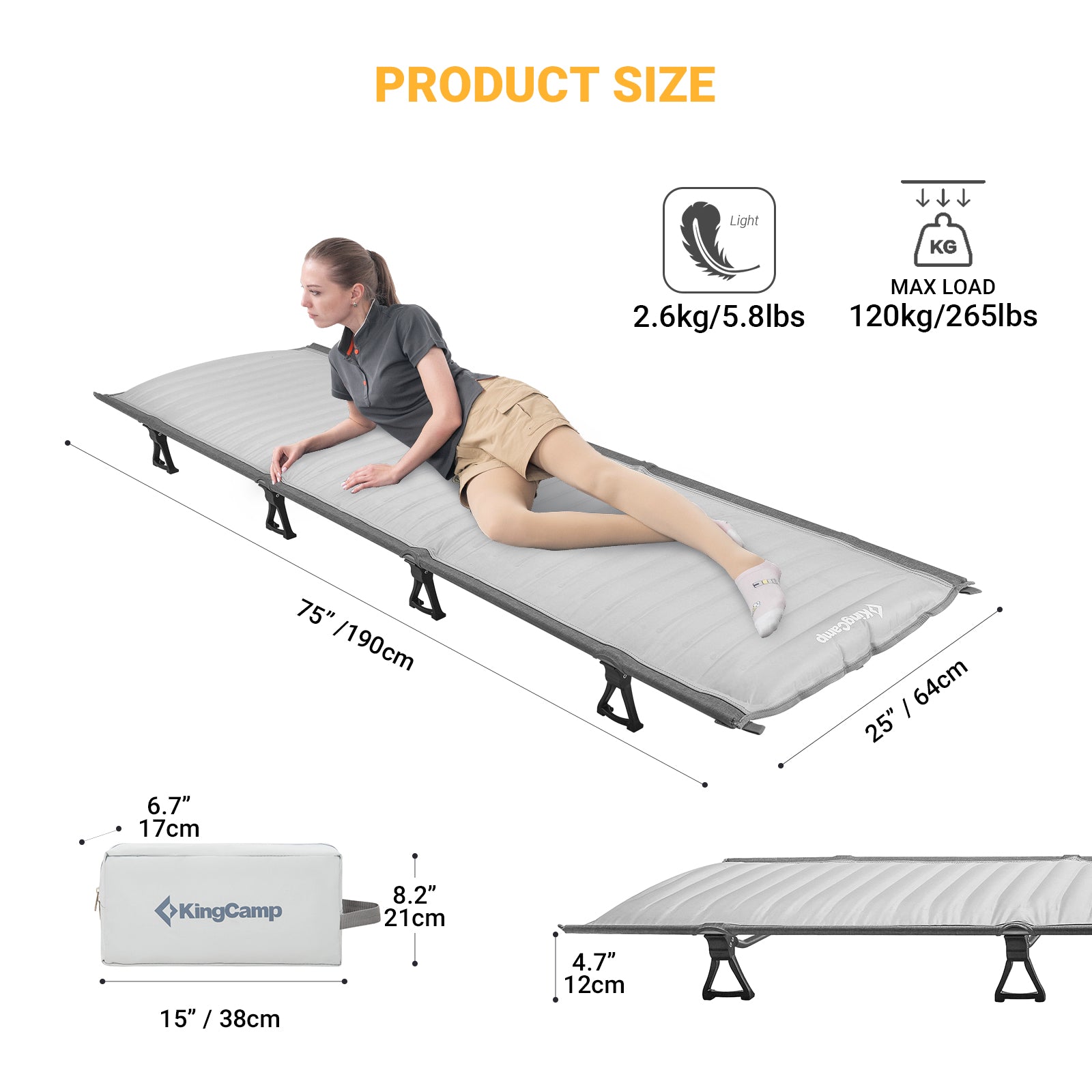 kingcamp-ultralight-oversized-folding-camping-cot-with-air-mattress image 2