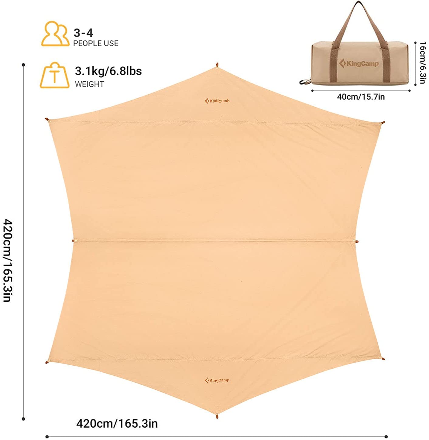 kingcamp-waterproof-ultra-lightweight-tent-tarp-sun-shelter image 2