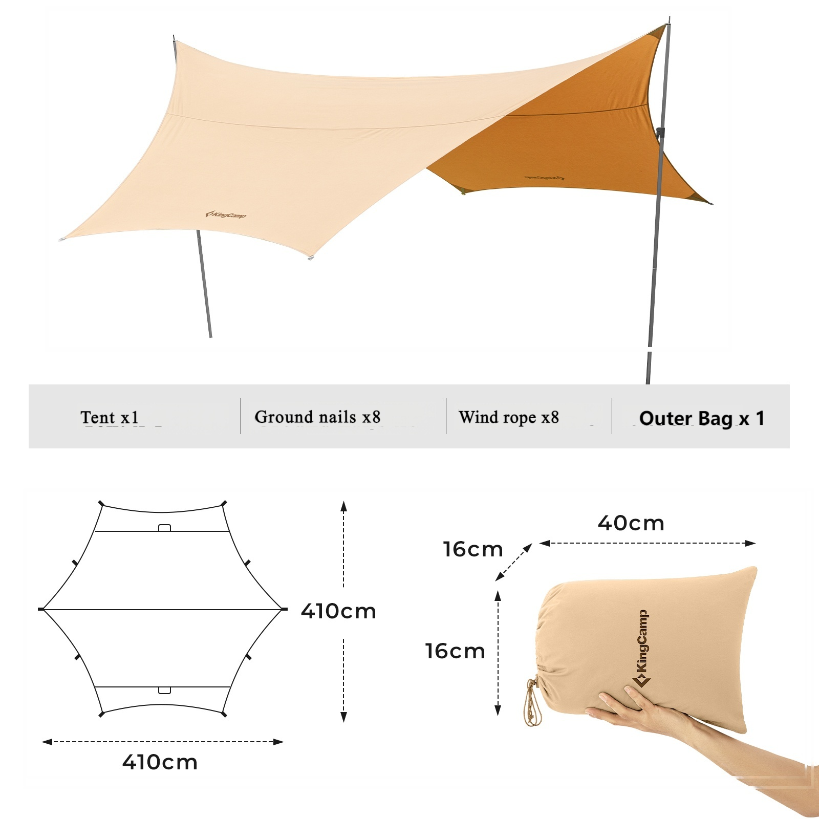 kingcamp-hexagonal-large-camping-tent-tarp-sun-shelter-and-rain-cover image 8