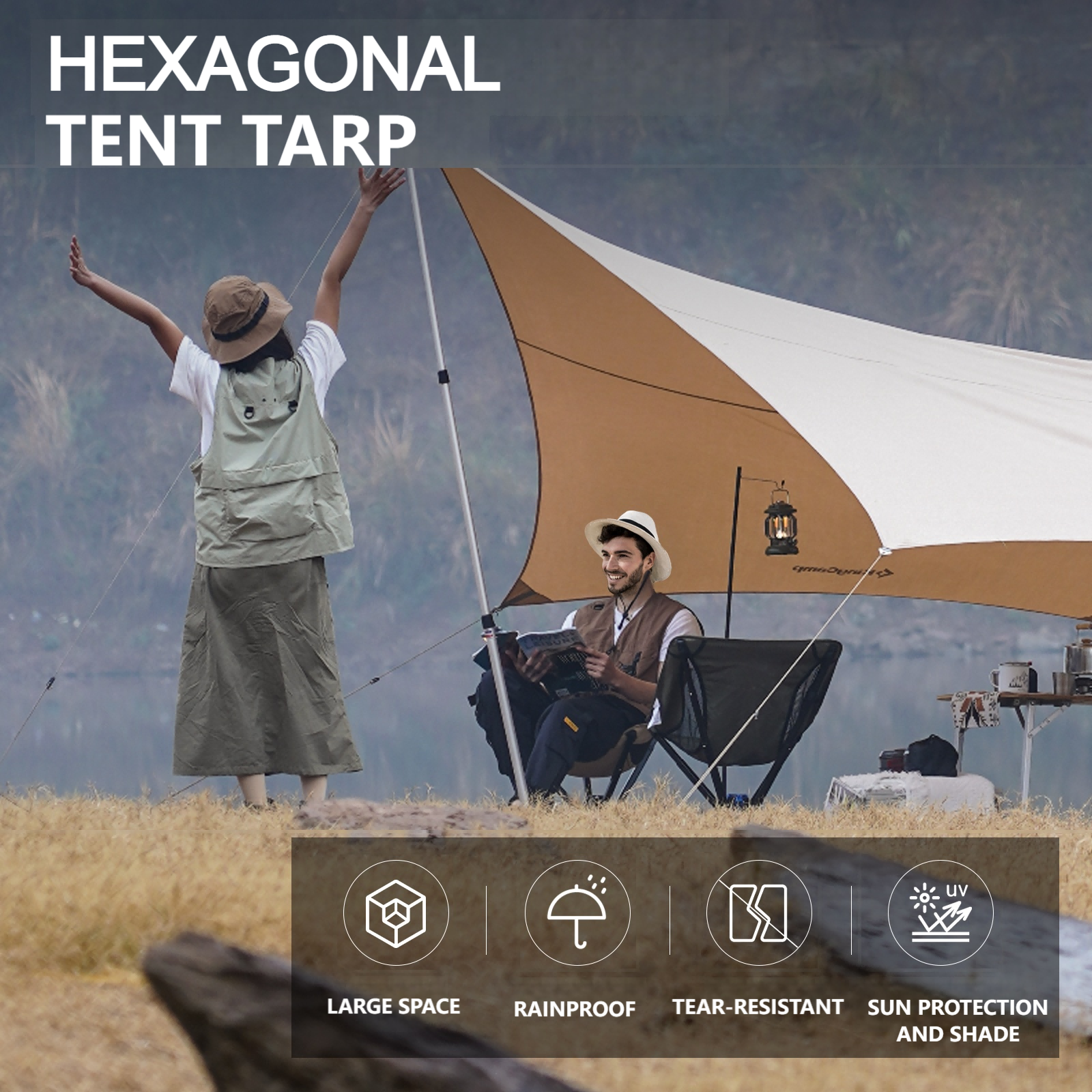 kingcamp-hexagonal-large-camping-tent-tarp-sun-shelter-and-rain-cover image 6