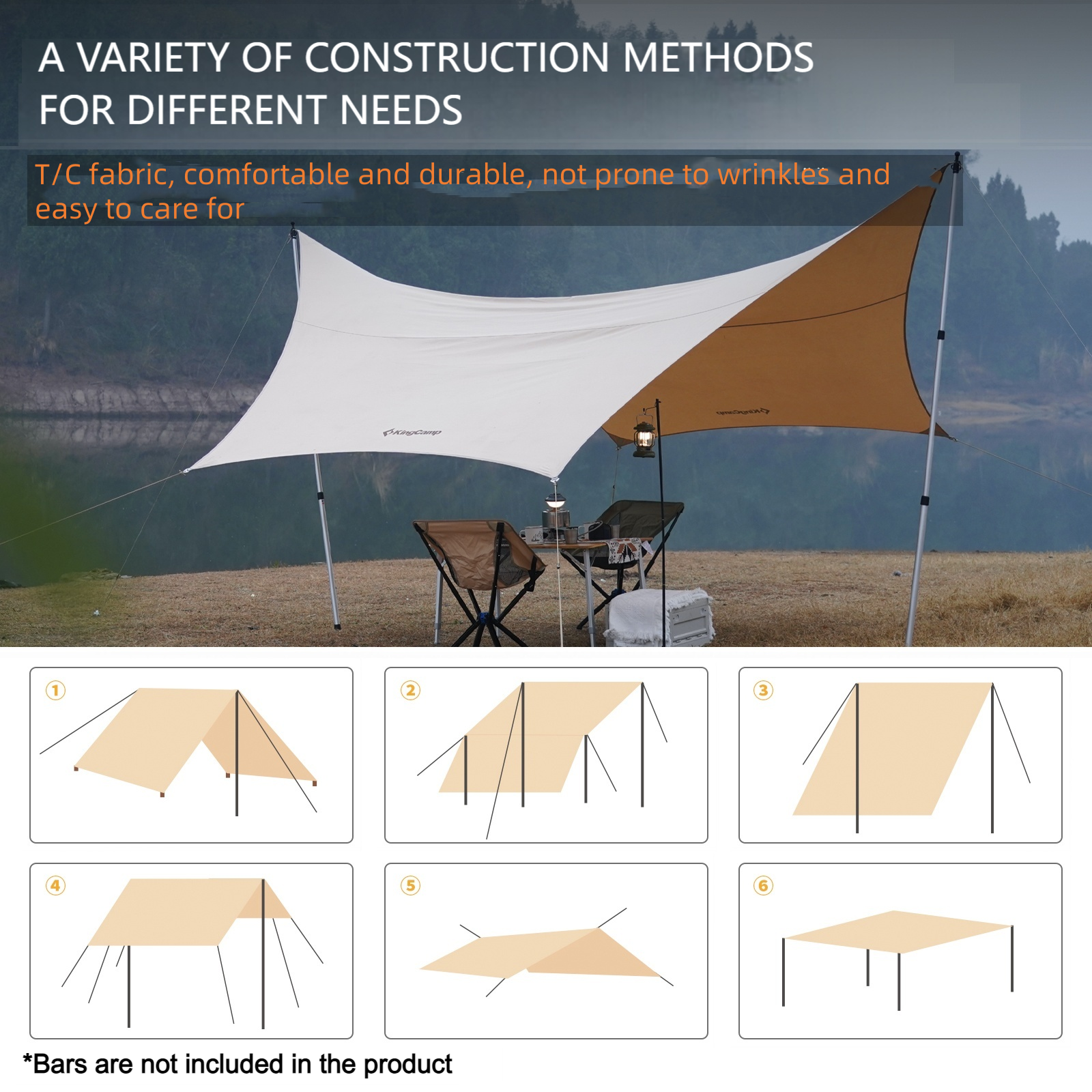 kingcamp-hexagonal-large-camping-tent-tarp-sun-shelter-and-rain-cover image 7