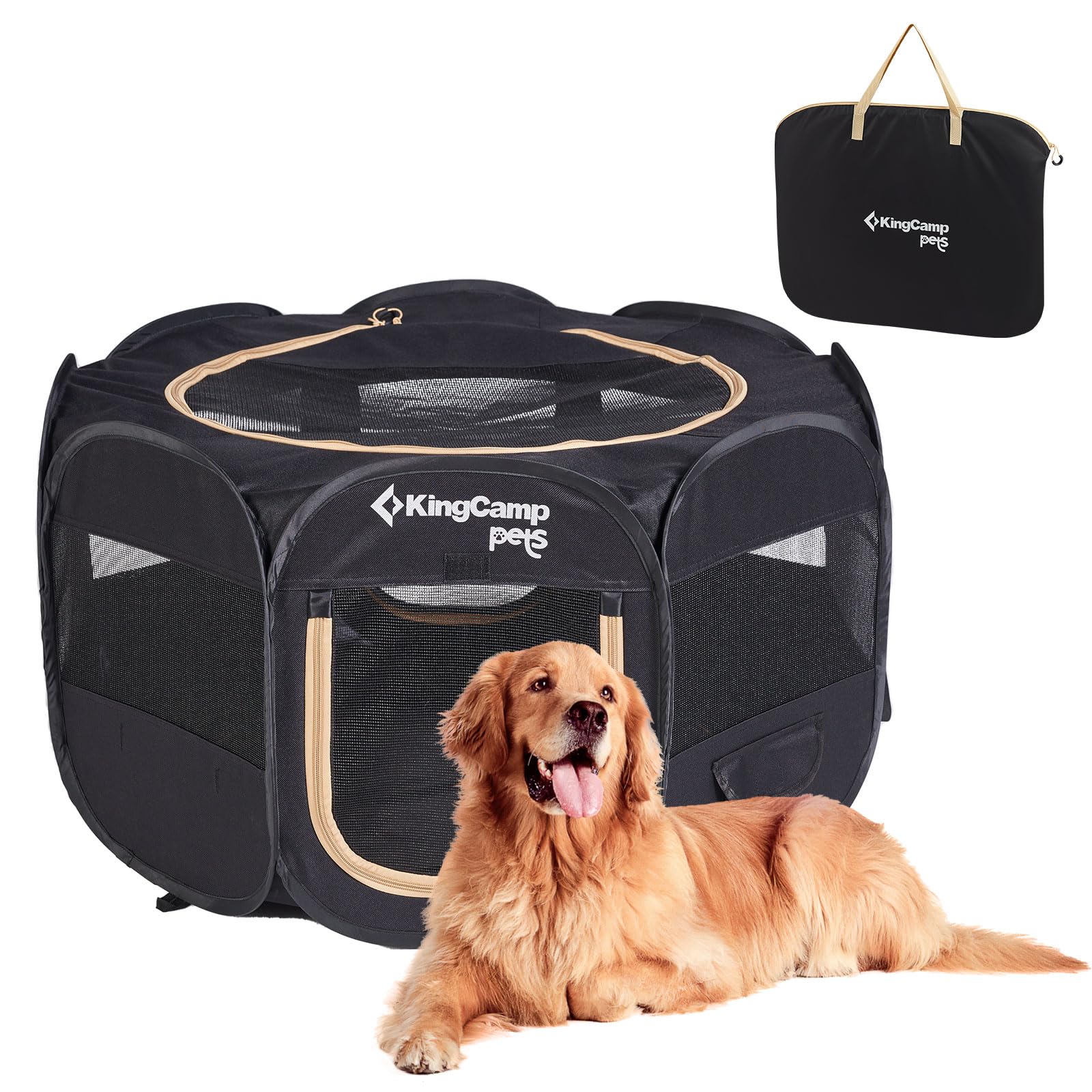 kingcamp-ancona-dog-playpen-portable-foldable-outdoor-kennel-for-small-to-large- image 1