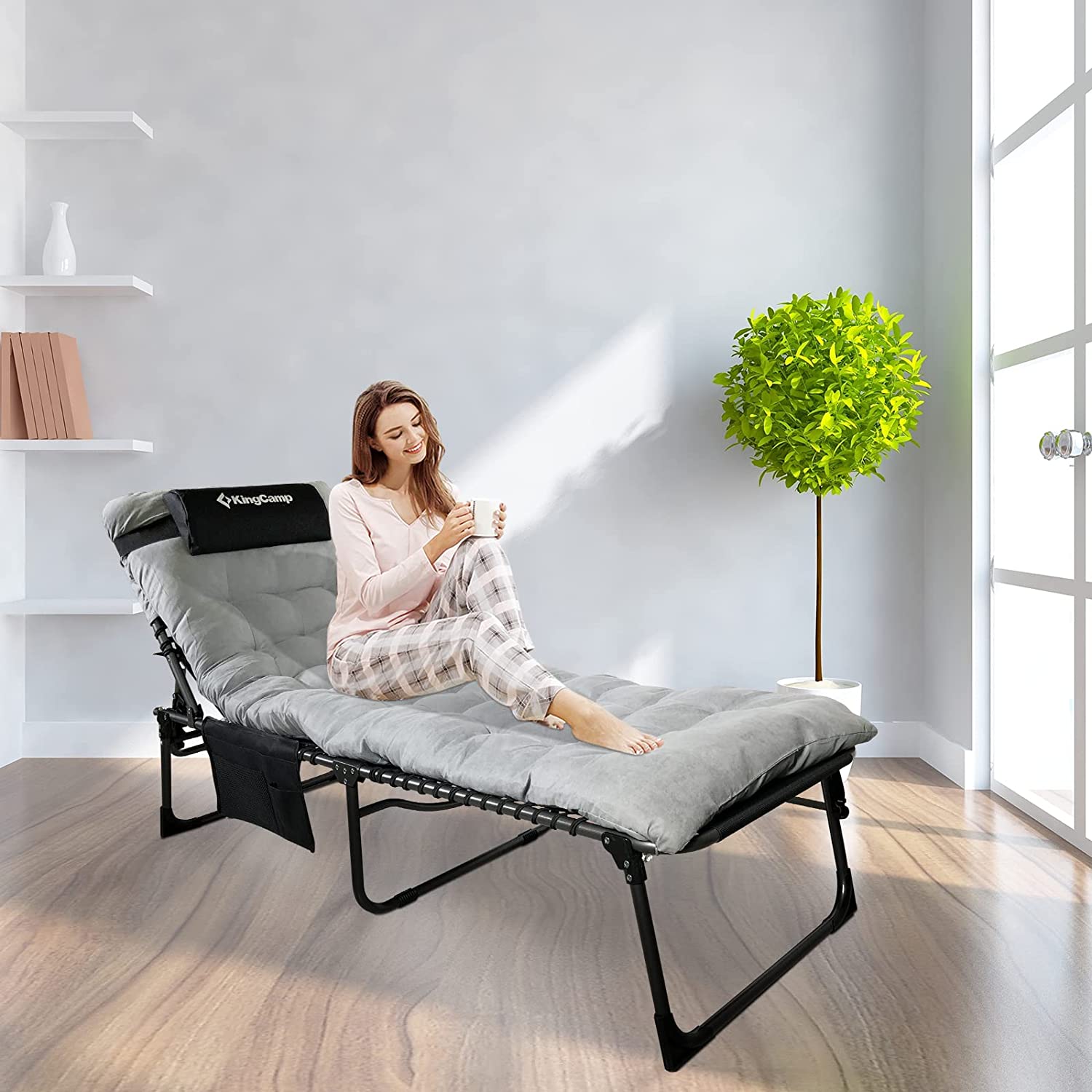 kingcamp-folding-chaise-lounge-chairs-with-mat-4-position-reclining image 4