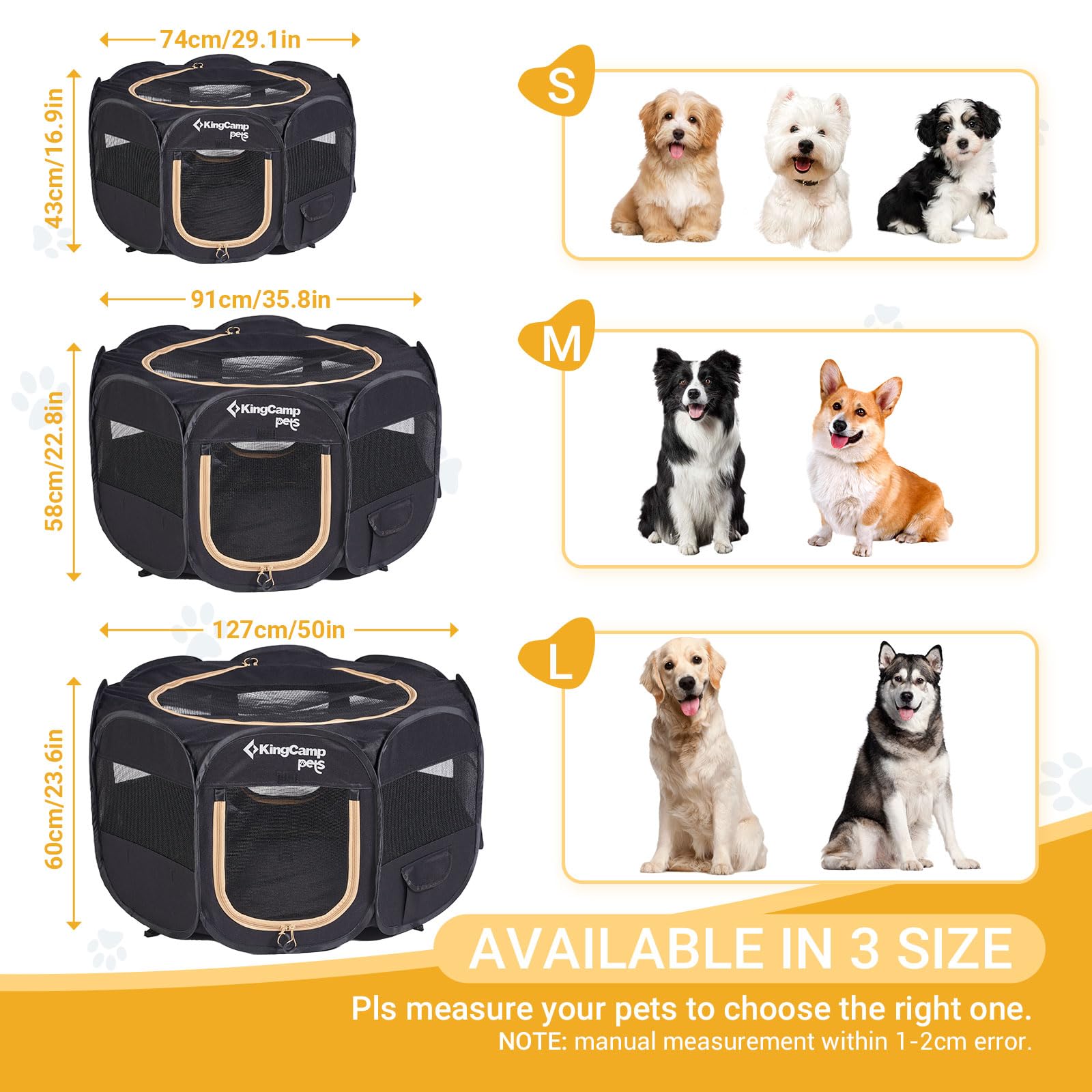 kingcamp-ancona-dog-playpen-portable-foldable-outdoor-kennel-for-small-to-large- image 8