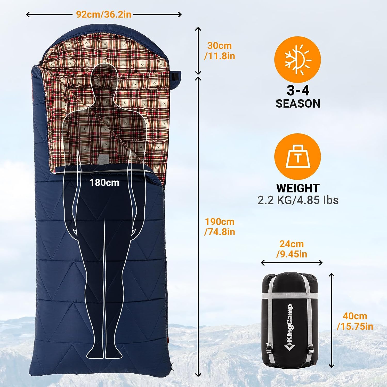 kingcamp-35f-oversized-3-4-season-sleeping-bag image 2