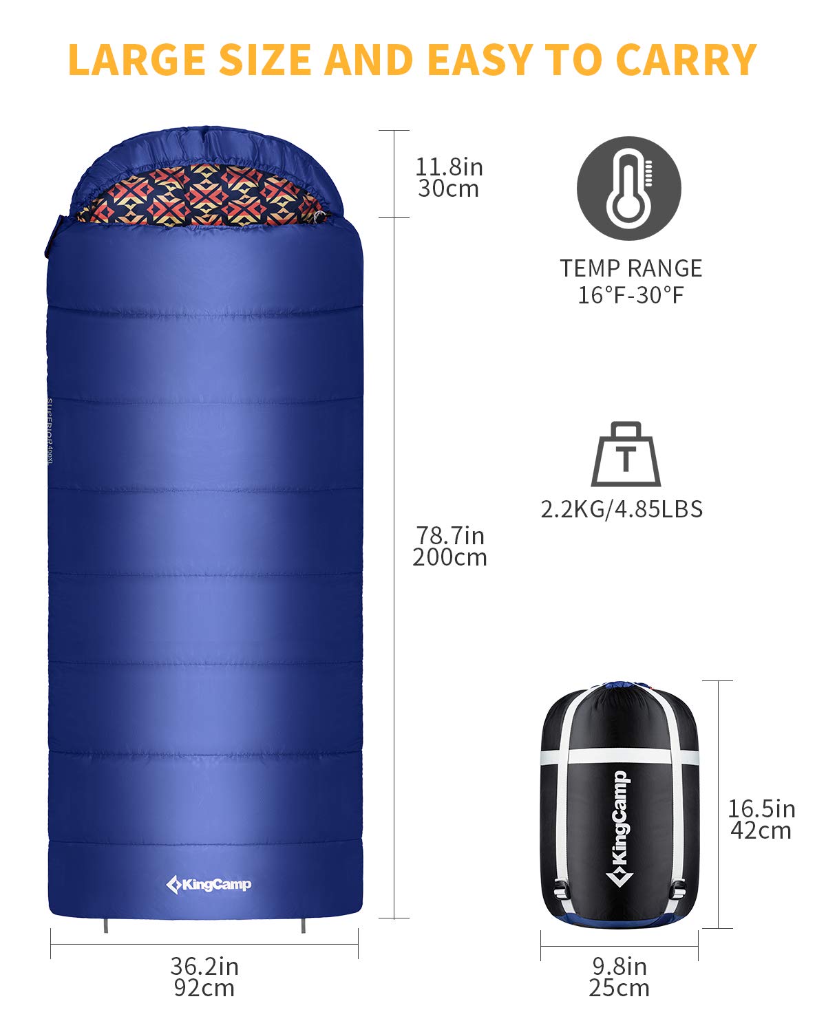 kingcamp-0-degree-3-season-synthetic-sleeping-bag-20-f-comfort-rating image 2
